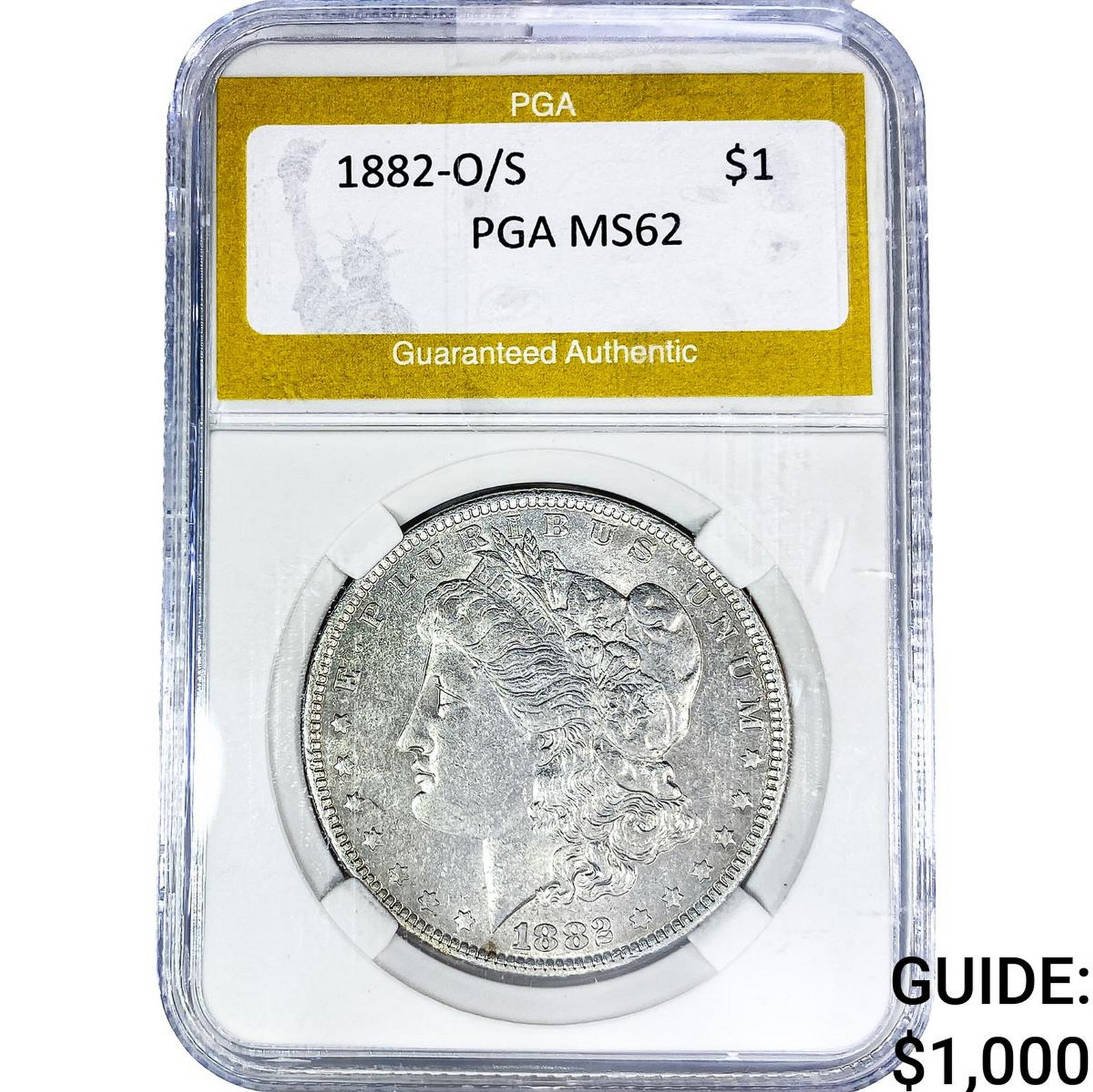1882-O/S Morgan Silver Dollar PGA MS62: 1882-O/S Morgan Silver Dollar PGA MS62