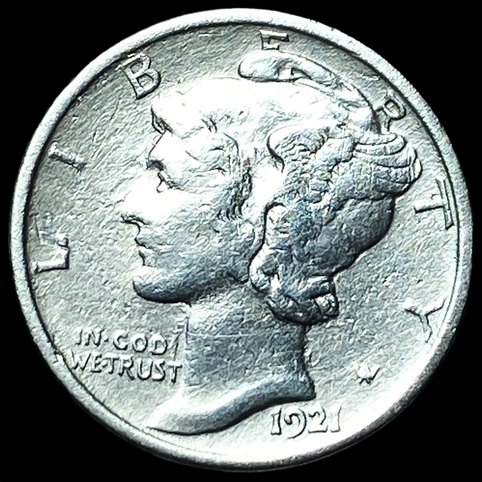 1921-D Silver Mercury Dime CLOSELY UNCIRCULATED: 1921-D Silver Mercury Dime CLOSELY UNCIRCULATED