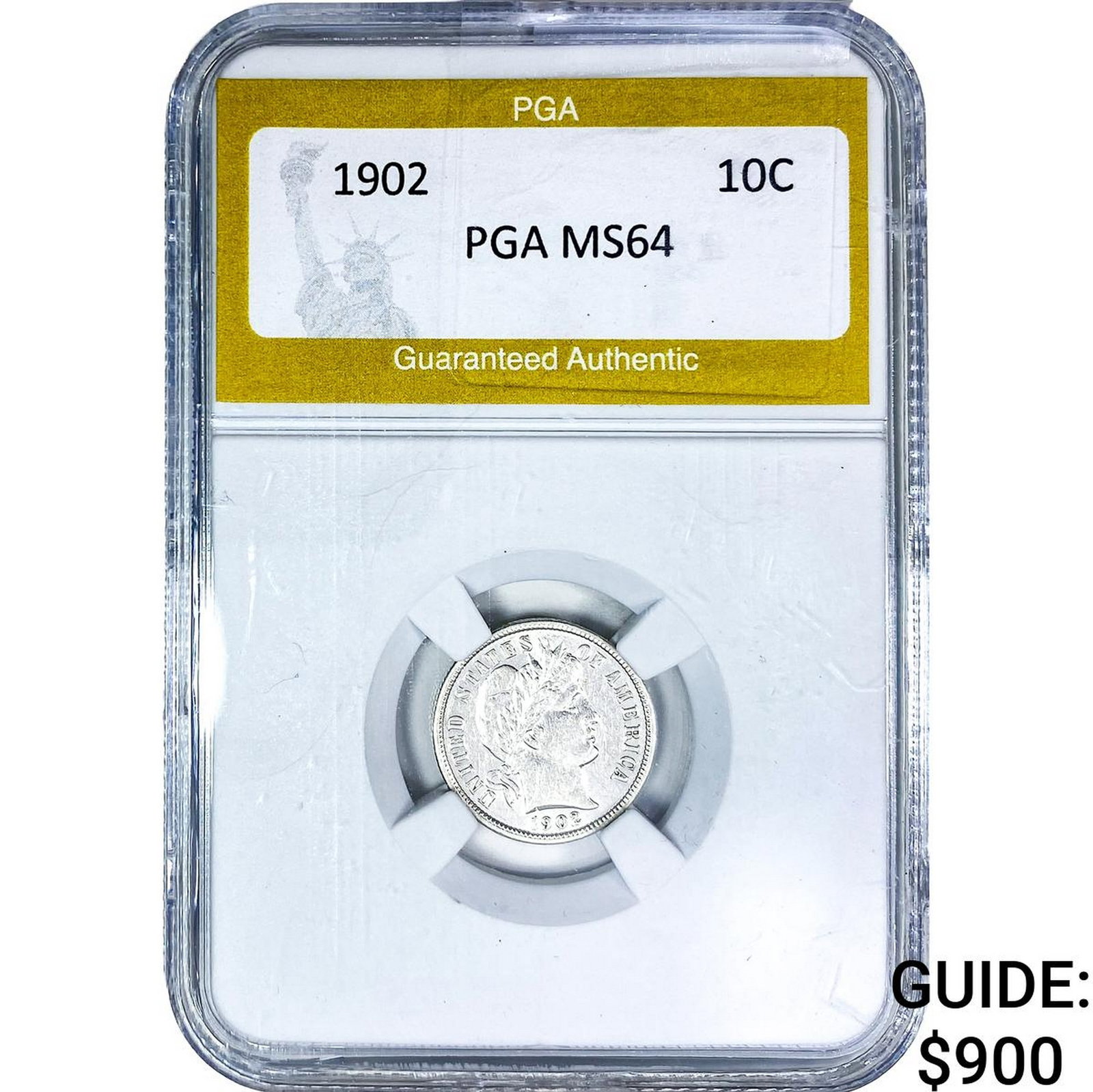 1902 Barber Dime PGA MS64: 1902 Barber Dime PGA MS64