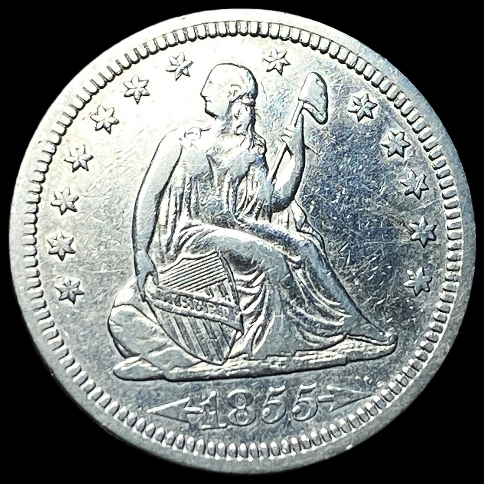 1855 Arrows Seated Liberty Quarter LIGHTLY CIRCULATED (1 of 2)