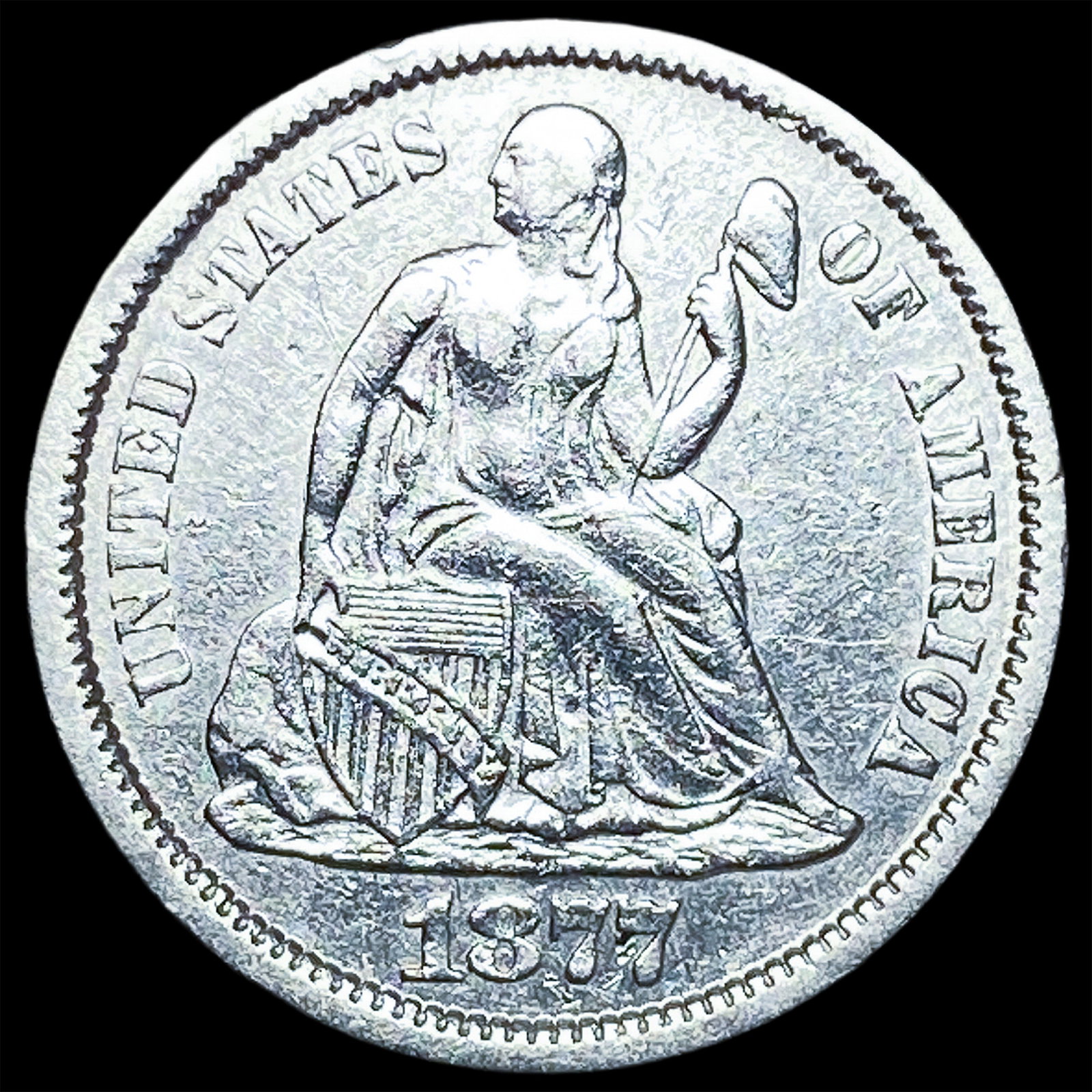 1877-CC Silver Dime CLOSELY UNCIRCULATED: 1877-CC Silver Dime CLOSELY UNCIRCULATED