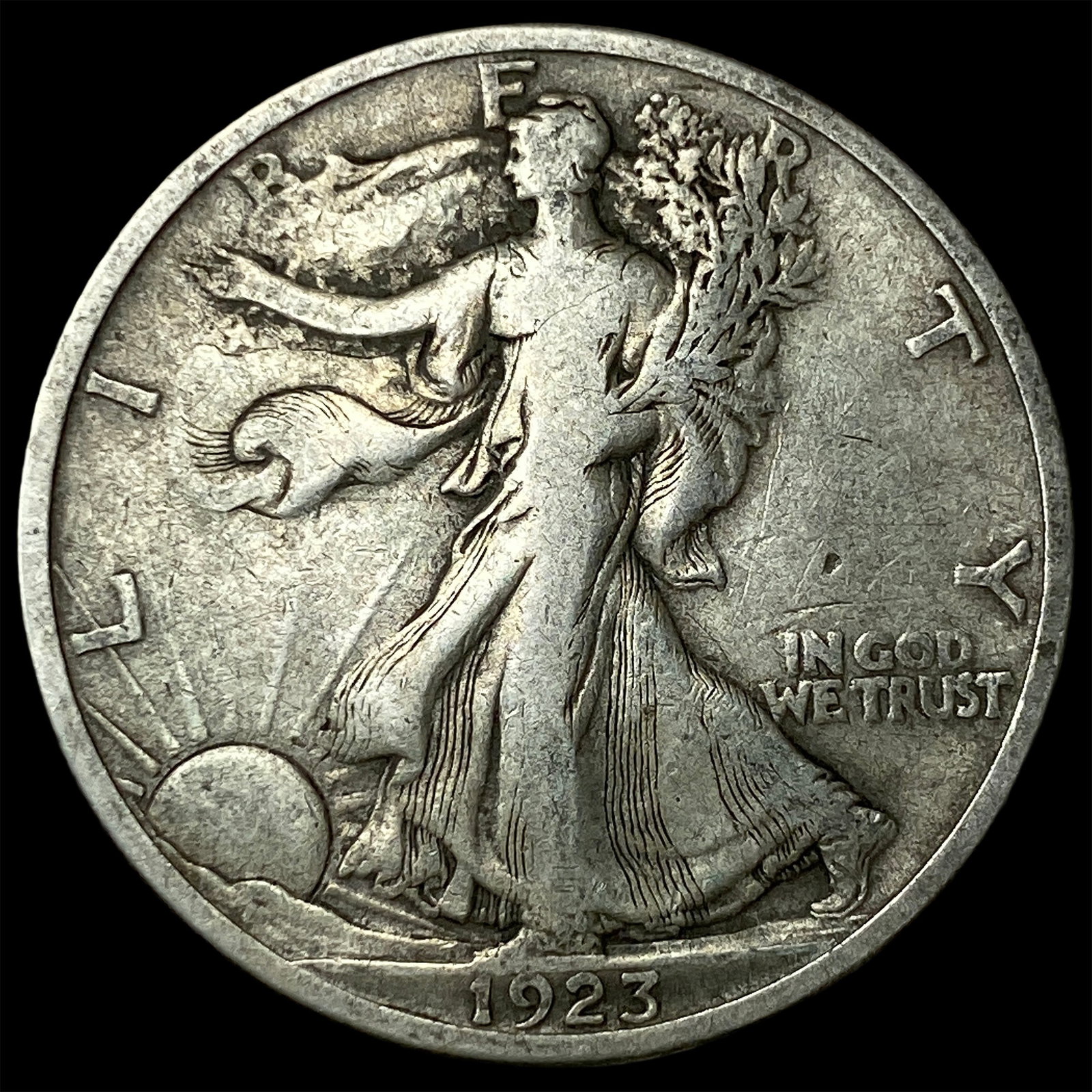 1923-S Silver Walking Liberty Half Dollar LIGHTLY CIRCULATED (1 of 2)