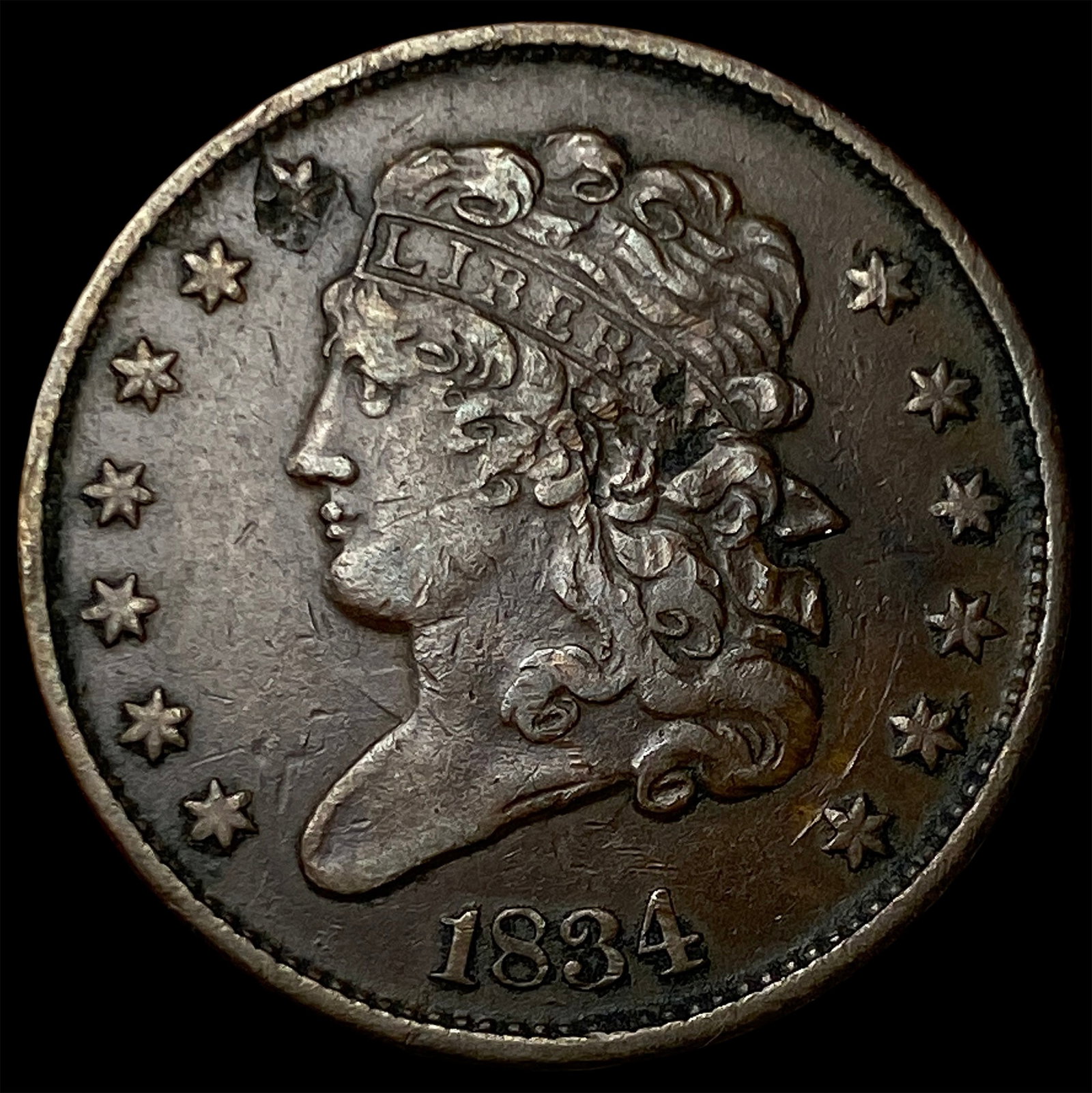 1834 Classic Head Half Cent NEARLY UNCIRCULATED (1 of 2)