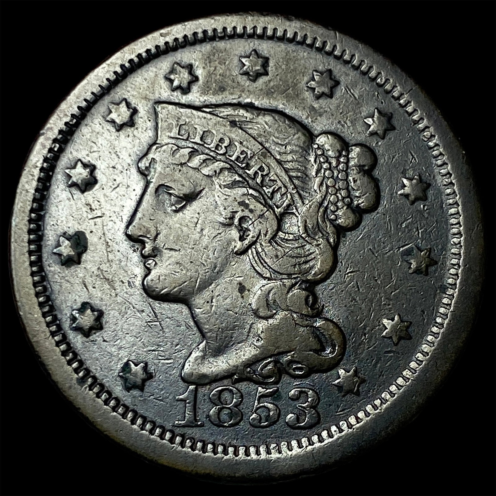 1853 Braided Hair Large Cent LIGHTLY CIRCULATED: 1853 Braided Hair Large Cent LIGHTLY CIRCULATED