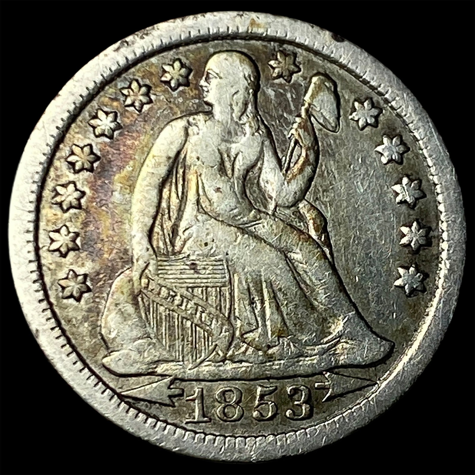 1853 Arrows Seated Liberty Dime LIGHTLY CIRCULATED: 1853 Arrows Seated Liberty Dime LIGHTLY CIRCULATED