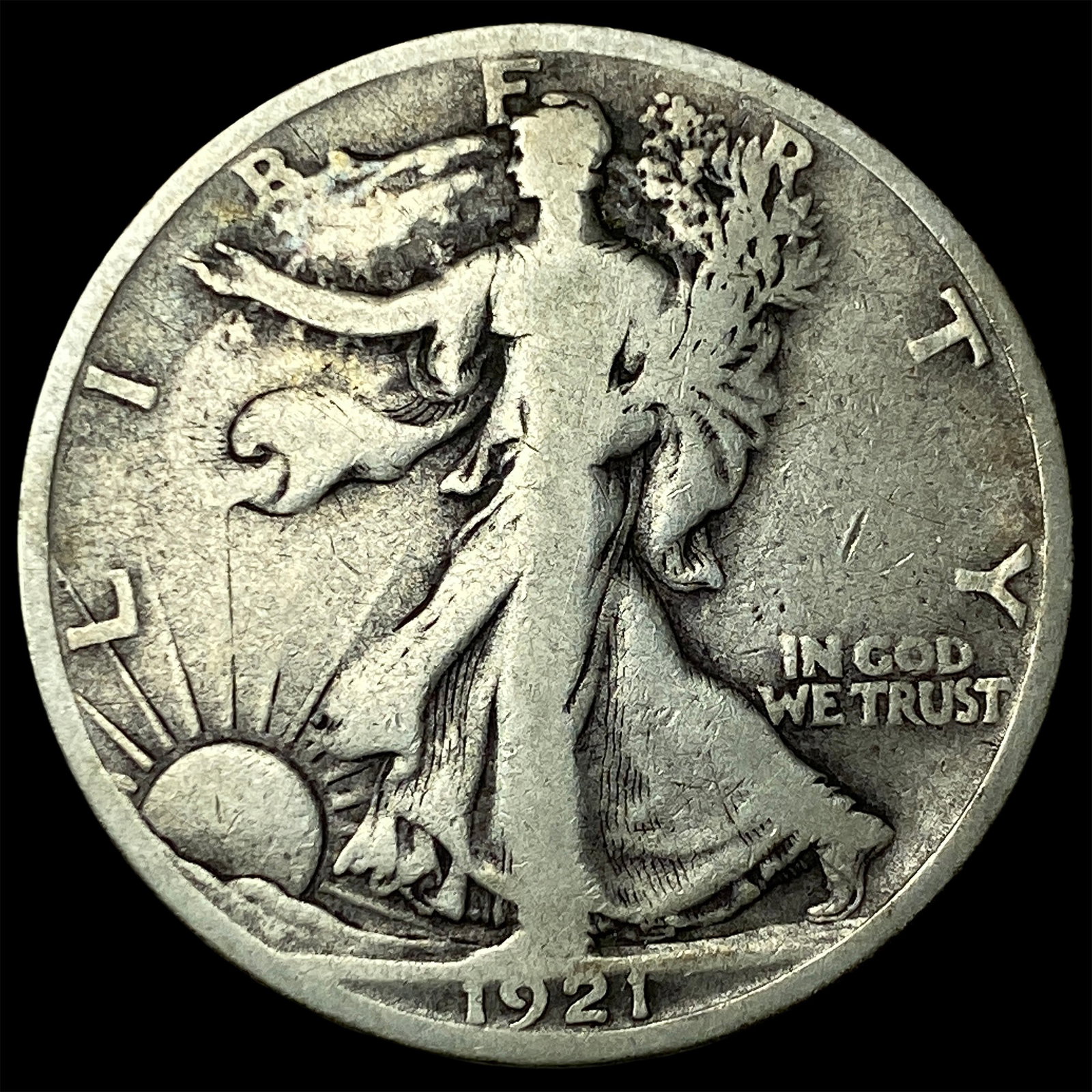 1921-S Silver Walking Liberty Half Dollar LIGHTLY CIRCULATED: 1921-S Silver Walking Liberty Half Dollar LIGHTLY CIRCULATED