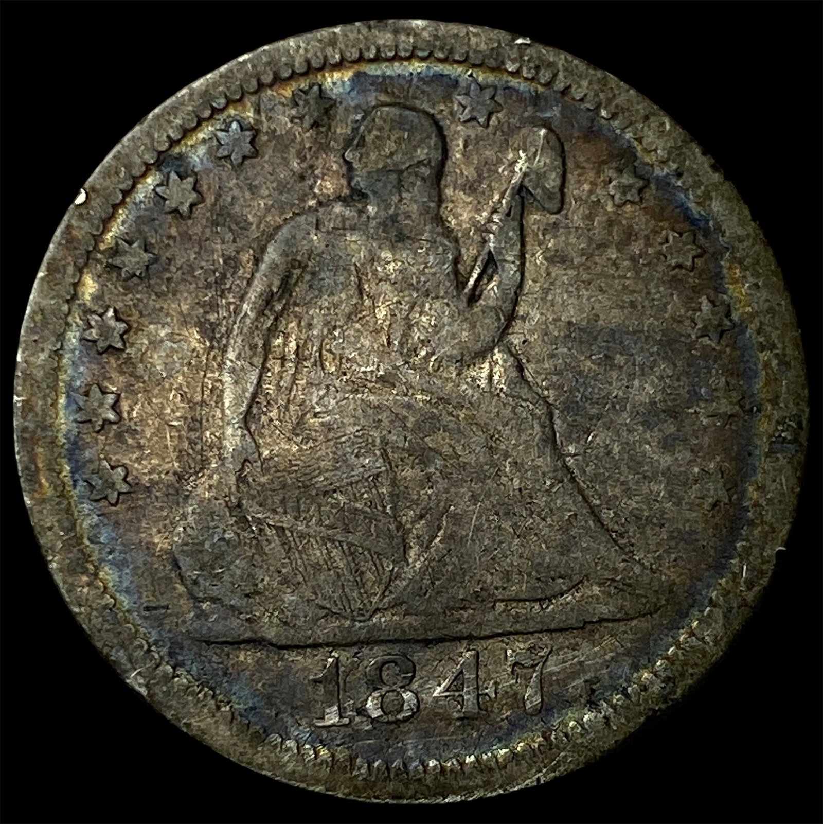 1847-O Silver Seated Liberty Quarter NICELY CIRCULATED (1 of 2)