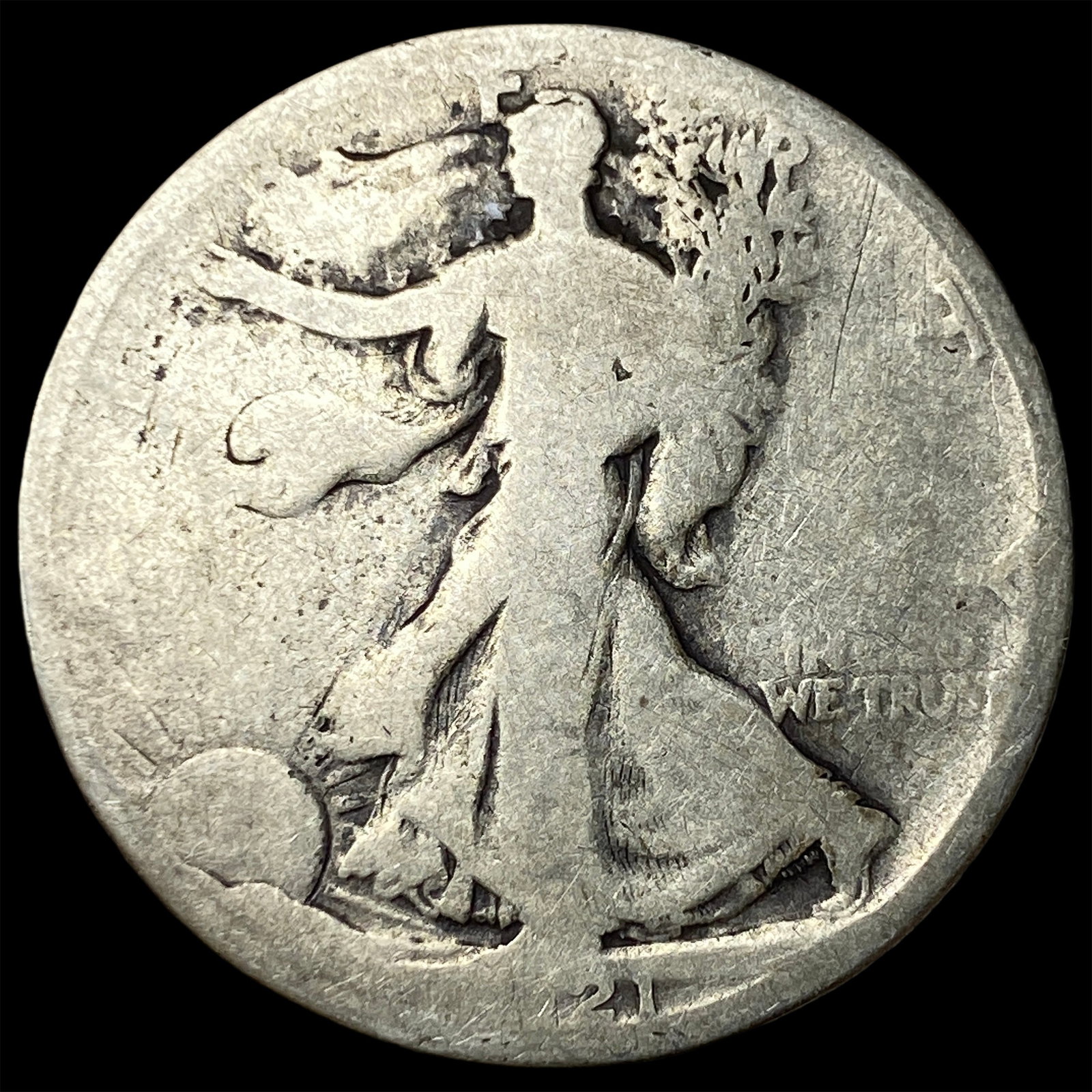 1921-D Silver Walking Liberty Half Dollar NICELY CIRCULATED: 1921-D Silver Walking Liberty Half Dollar NICELY CIRCULATED