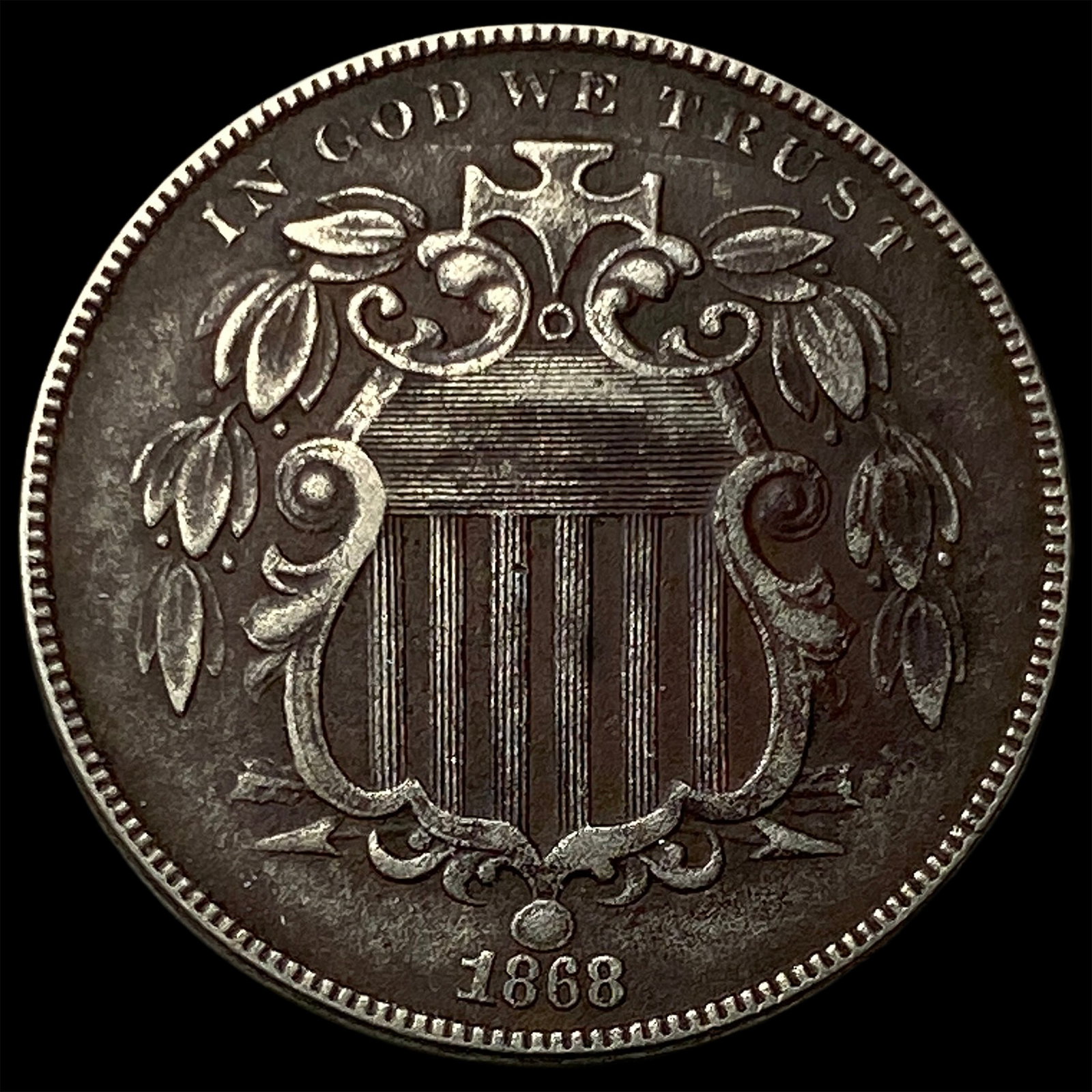 1868 Shield Nickel NEARLY UNCIRCULATED (1 of 2)