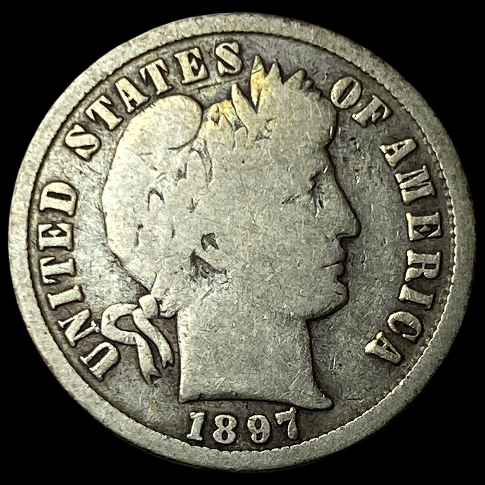 1897-S Silver Barber Dime NICELY CIRCULATED: 1897-S Silver Barber Dime NICELY CIRCULATED