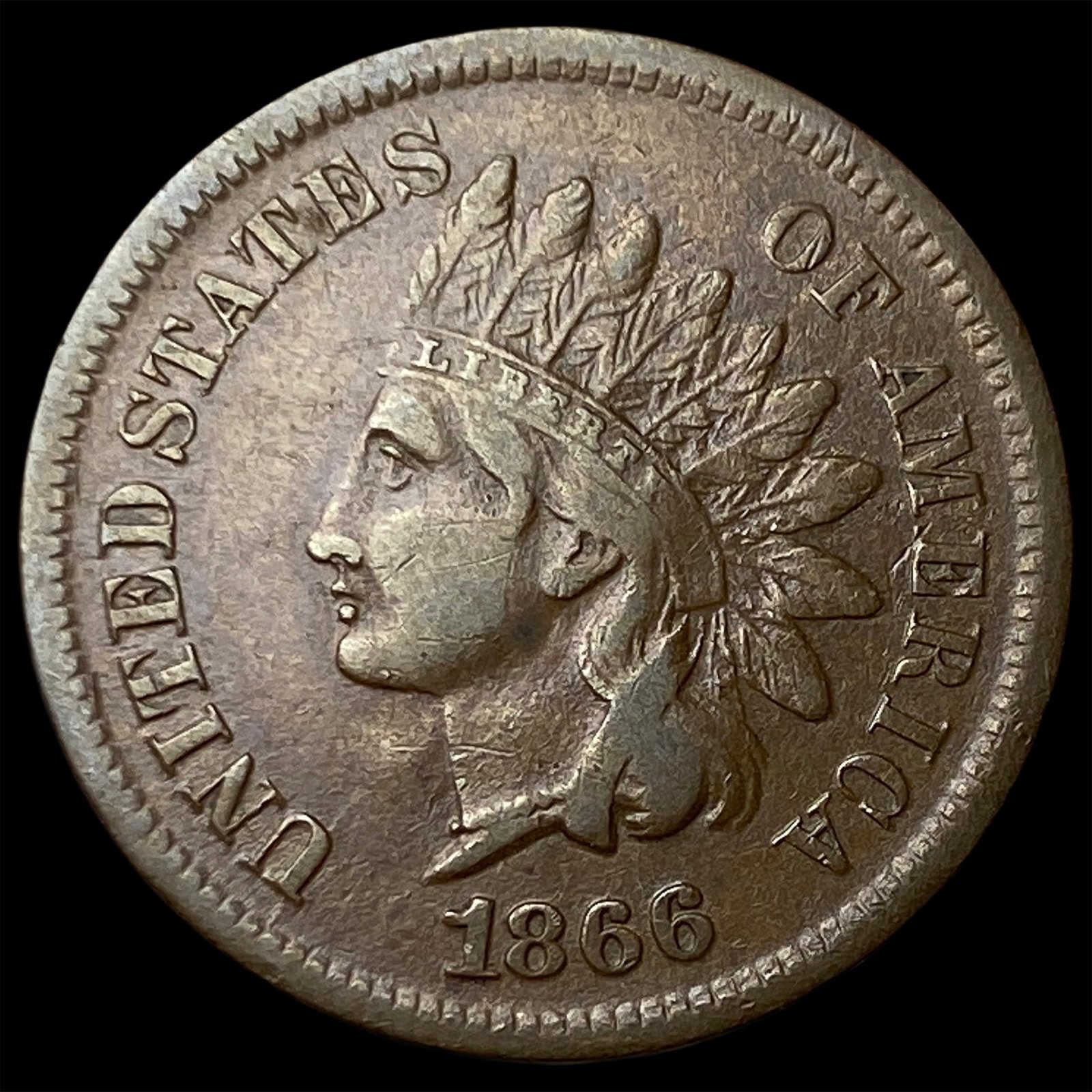 1866 Indian Head Cent NEARLY UNCIRCULATED: 1866 Indian Head Cent NEARLY UNCIRCULATED