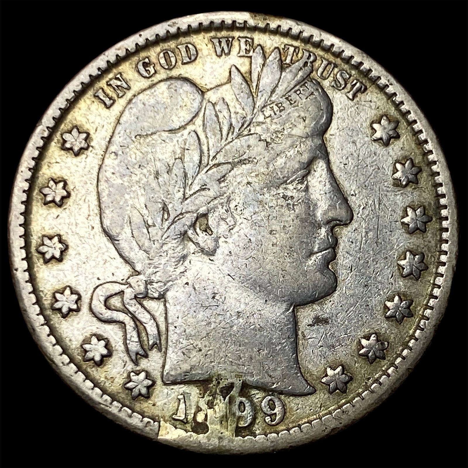 1899-S Silver Barber Quarter NEARLY UNCIRCULATED: 1899-S Silver Barber Quarter NEARLY UNCIRCULATED