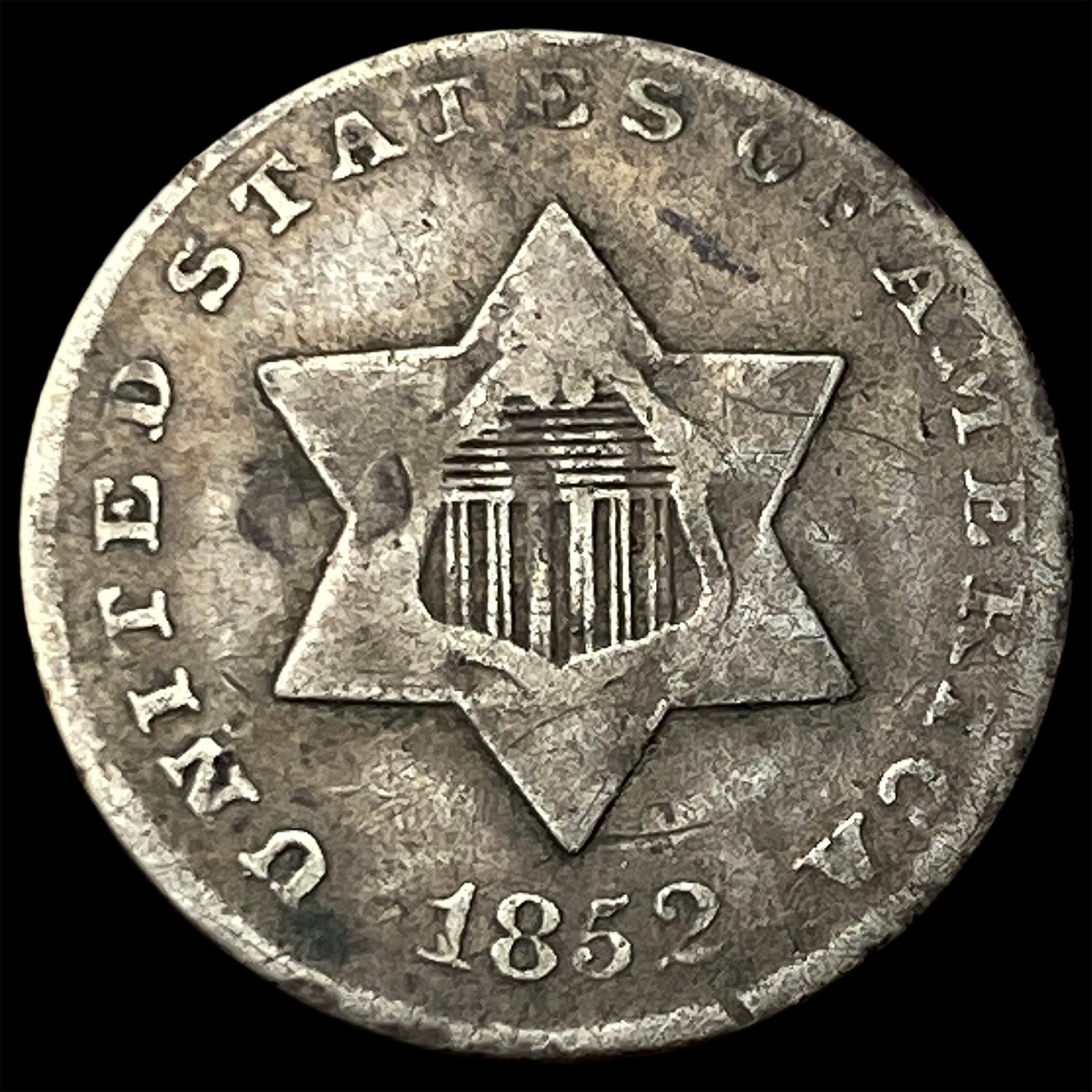 1852 Silver Three-Cent Piece LIGHTLY CIRCULATED: 1852 Silver Three-Cent Piece LIGHTLY CIRCULATED