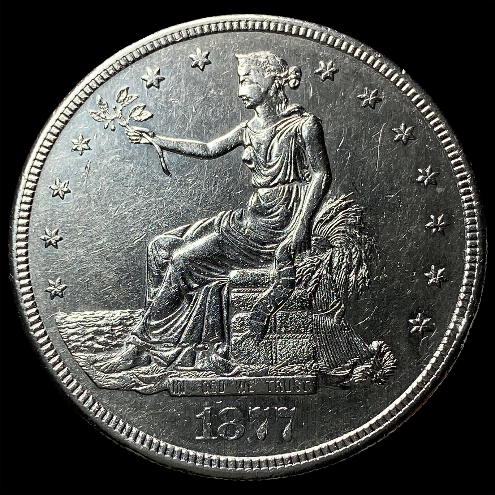 1877-S Silver Trade Dollar CLOSELY UNCIRCULATED: 1877-S Silver Trade Dollar CLOSELY UNCIRCULATED