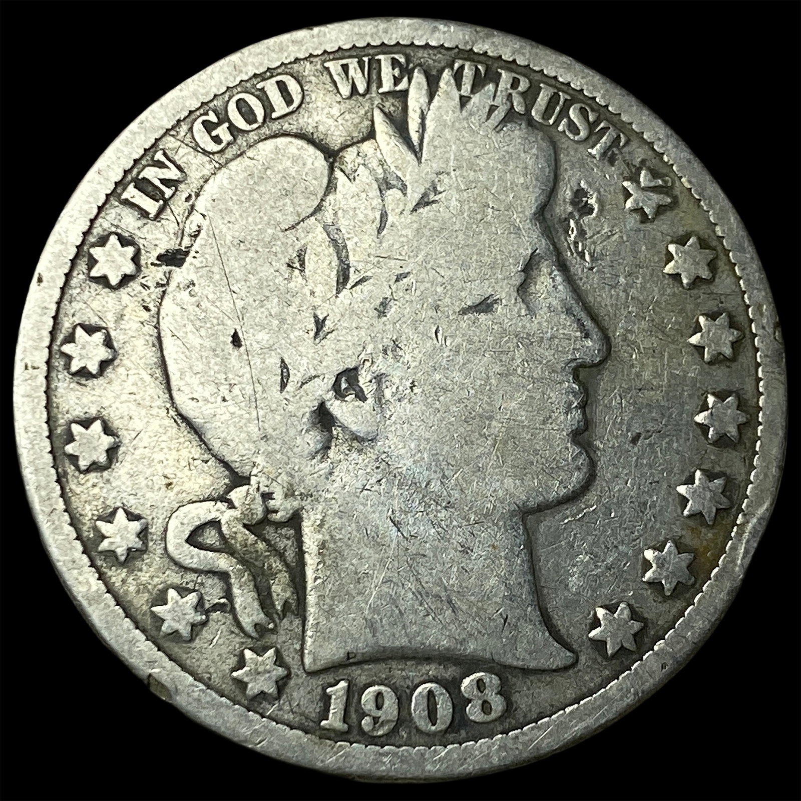 1908-D Silver Barber Half Dollar NICELY CIRCULATED (1 of 2)