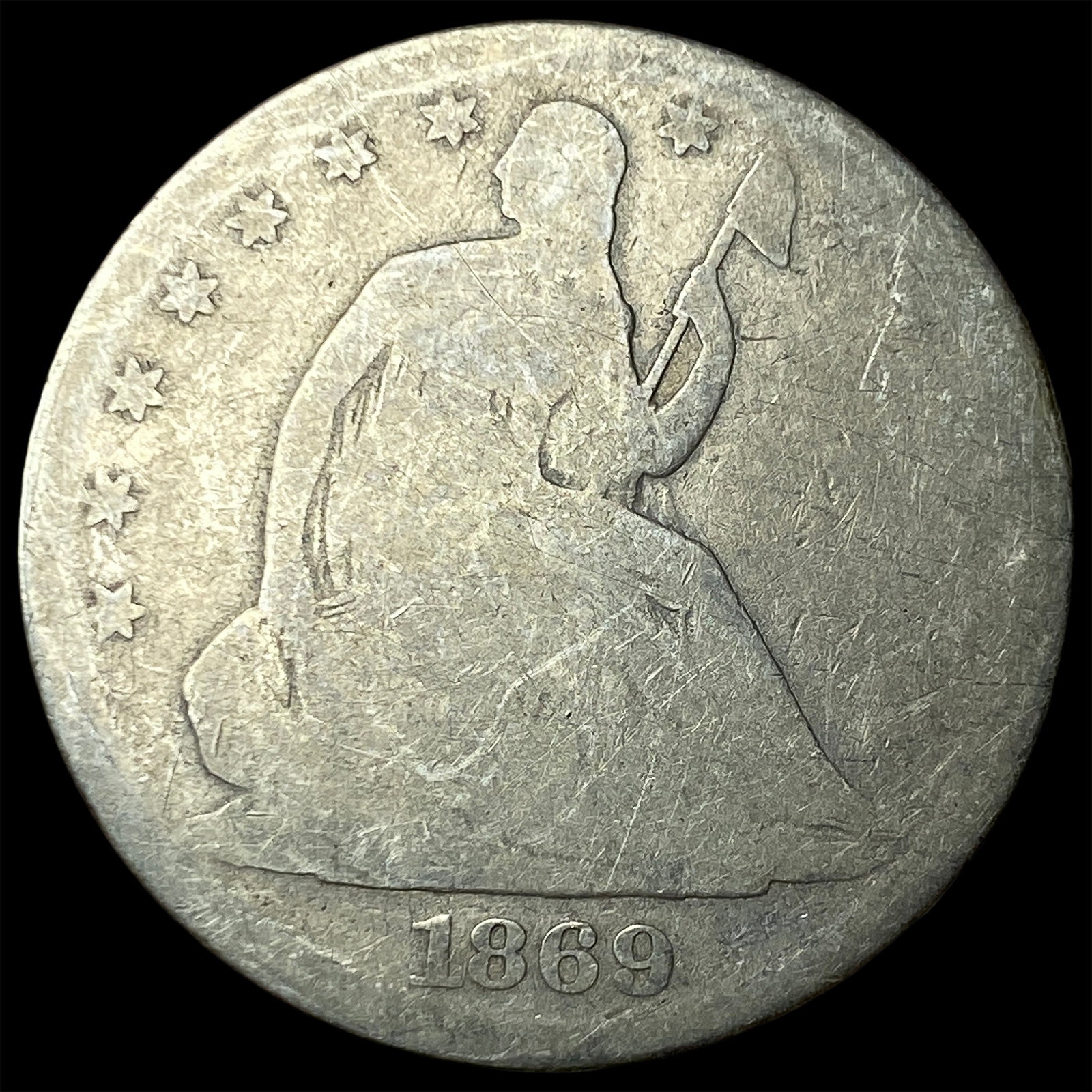 1869 Seated Liberty Half Dollar NICELY CIRCULATED: 1869 Seated Liberty Half Dollar NICELY CIRCULATED
