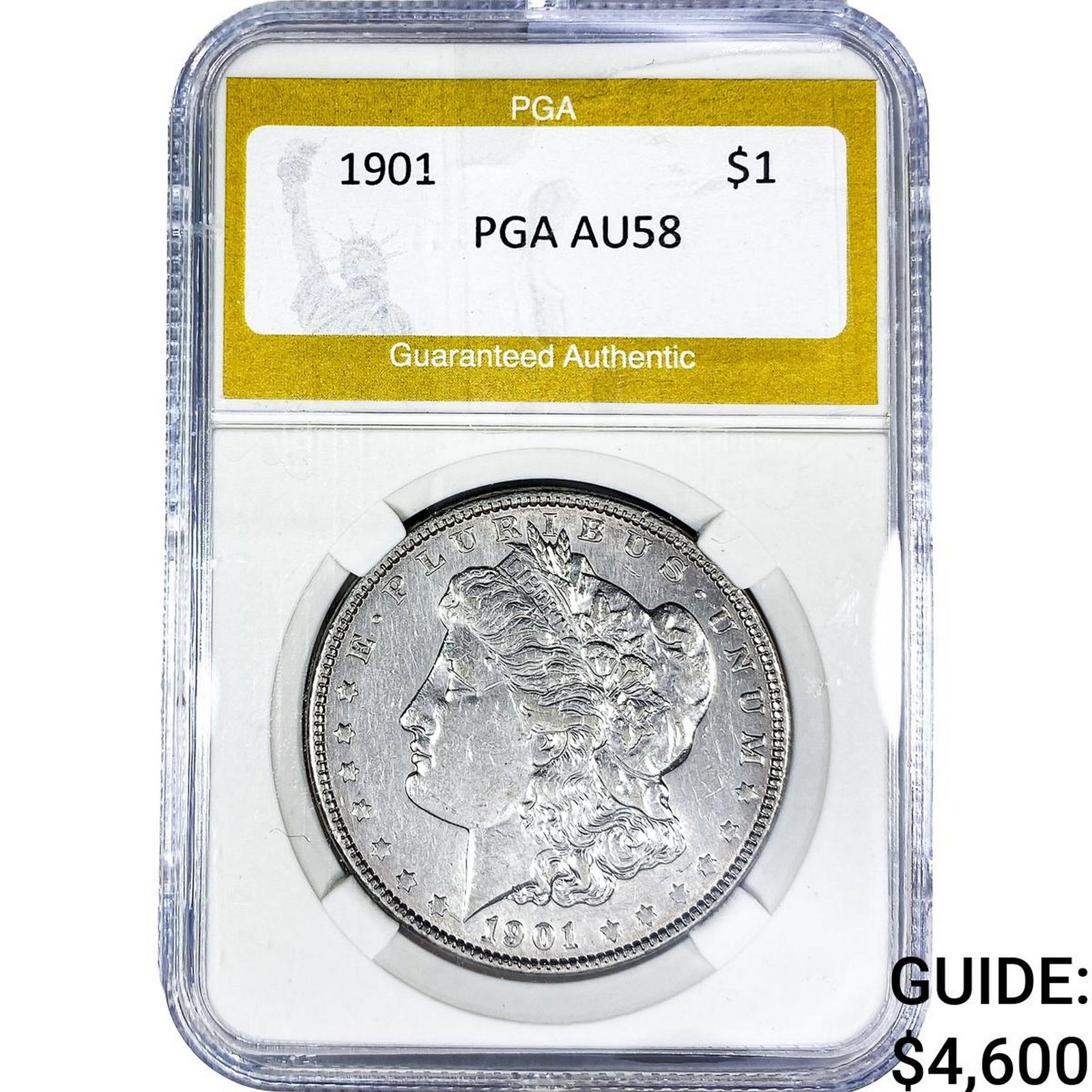 1901 Morgan Silver Dollar PGA AU58: 1901 Morgan Silver Dollar PGA AU58