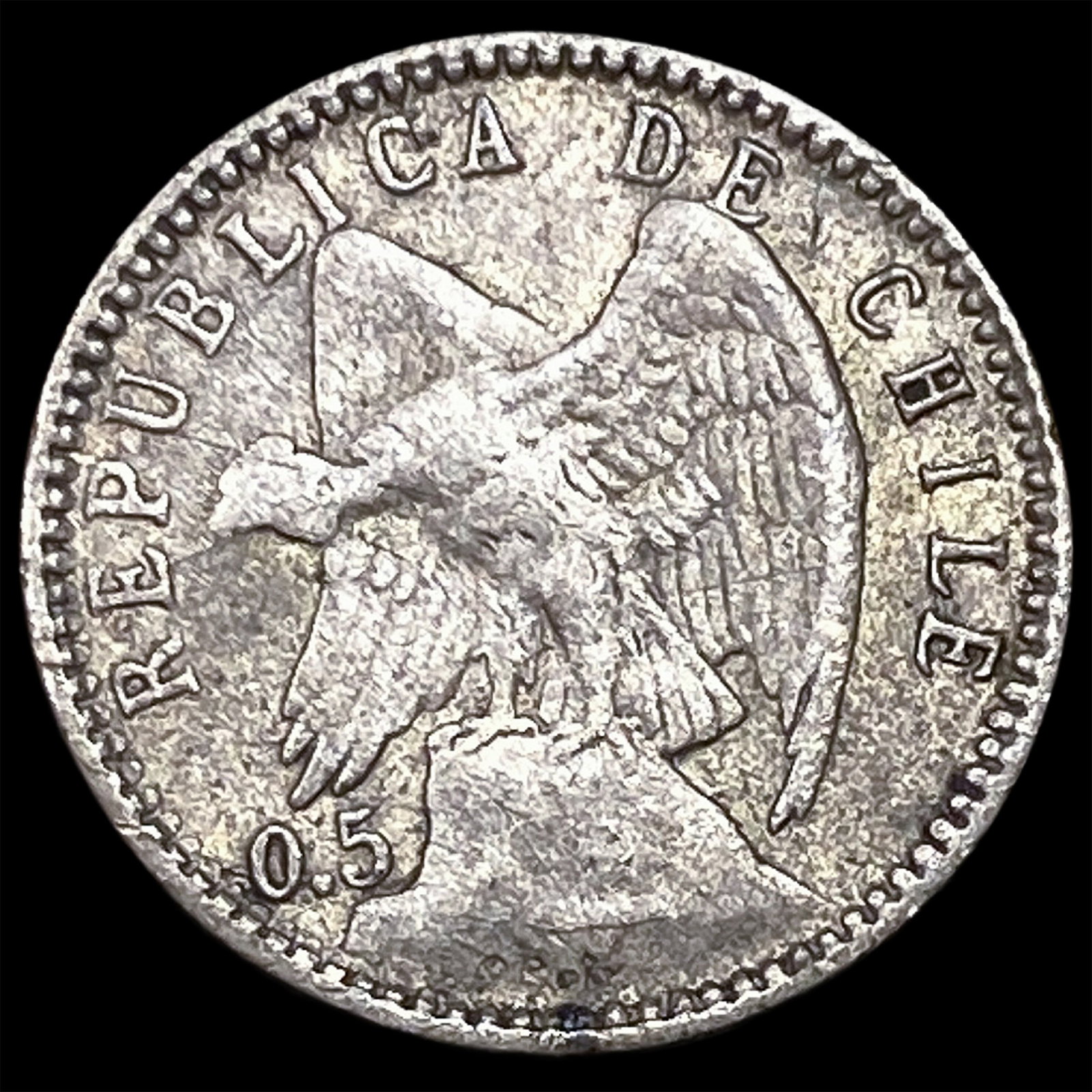 1907 Chile Silver 5 Centavos: 1907 Chile Silver 5 Centavos
