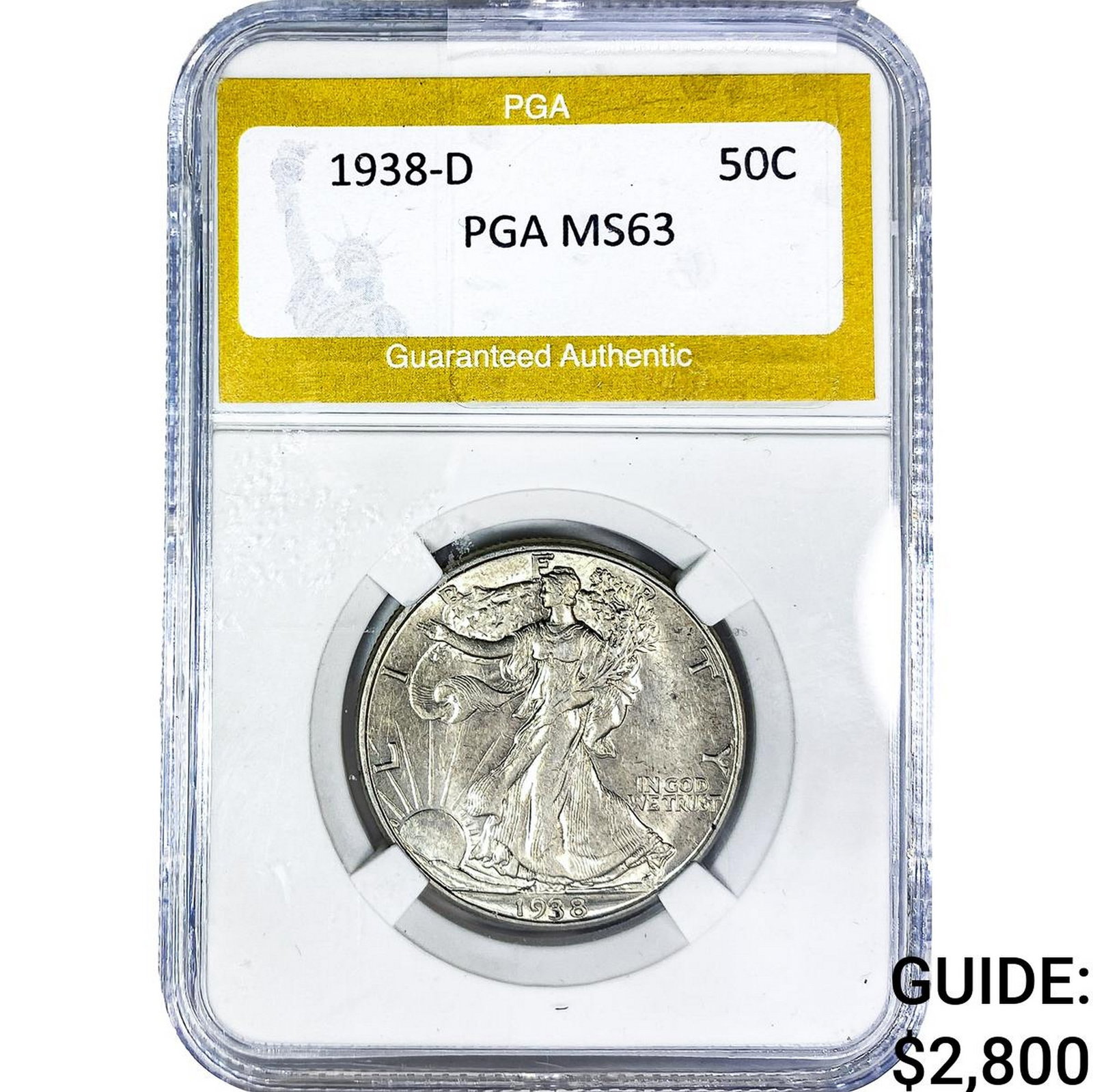 1938-D Walking Liberty Half Dollar PGA MS63 (1 of 2)