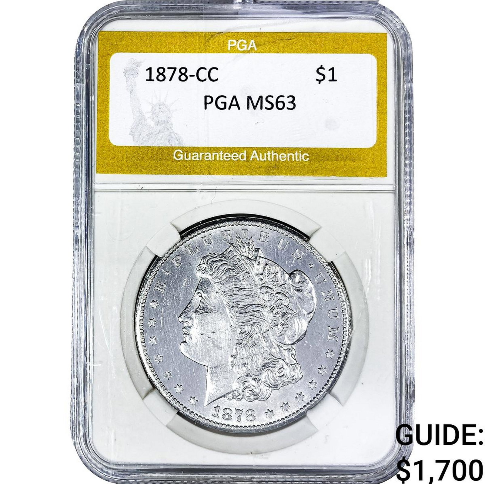 1878-CC Morgan Silver Dollar PGA MS63: 1878-CC Morgan Silver Dollar PGA MS63