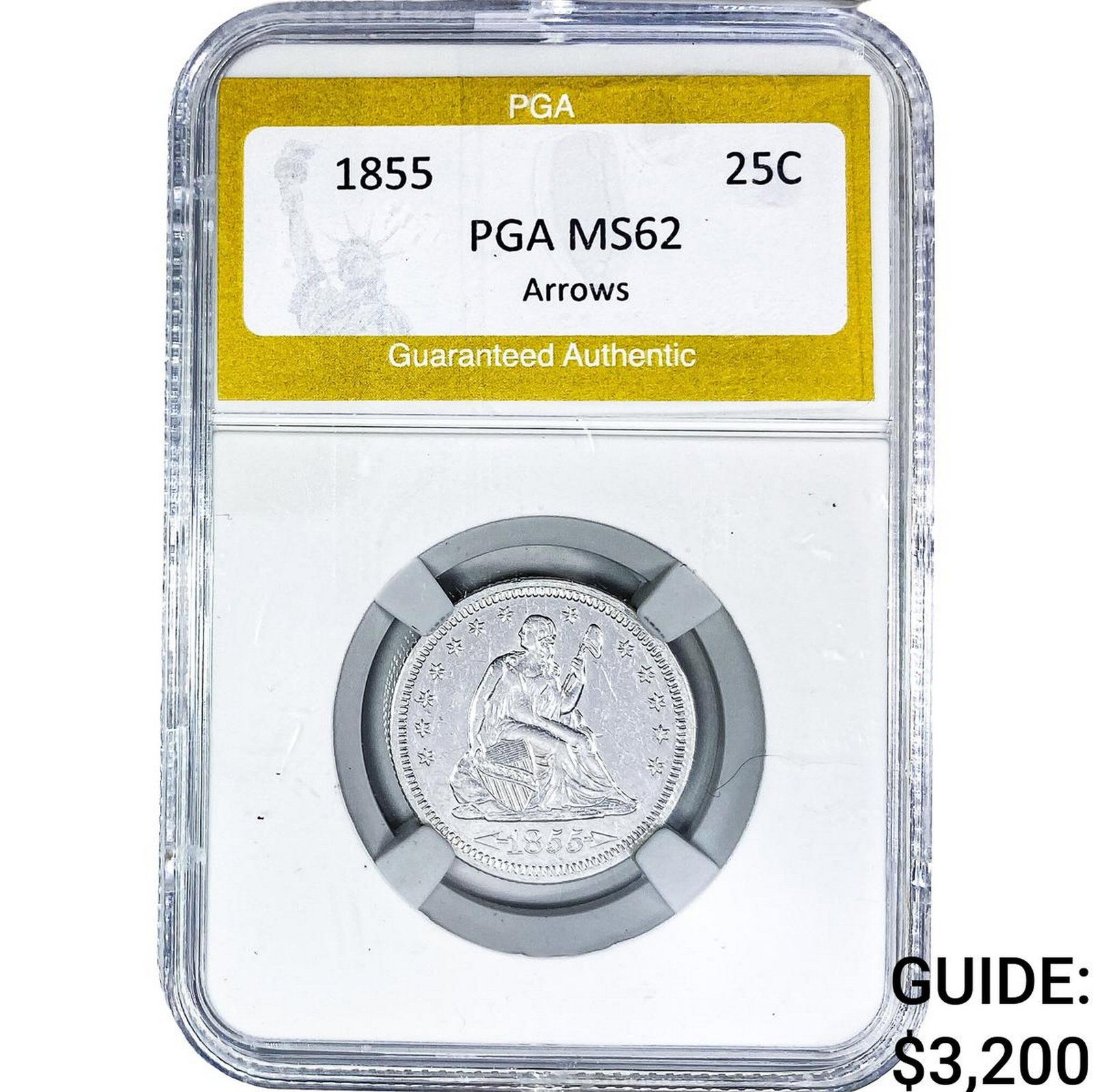1855 Seated Liberty Quarter PGA MS62 Arrows (1 of 2)