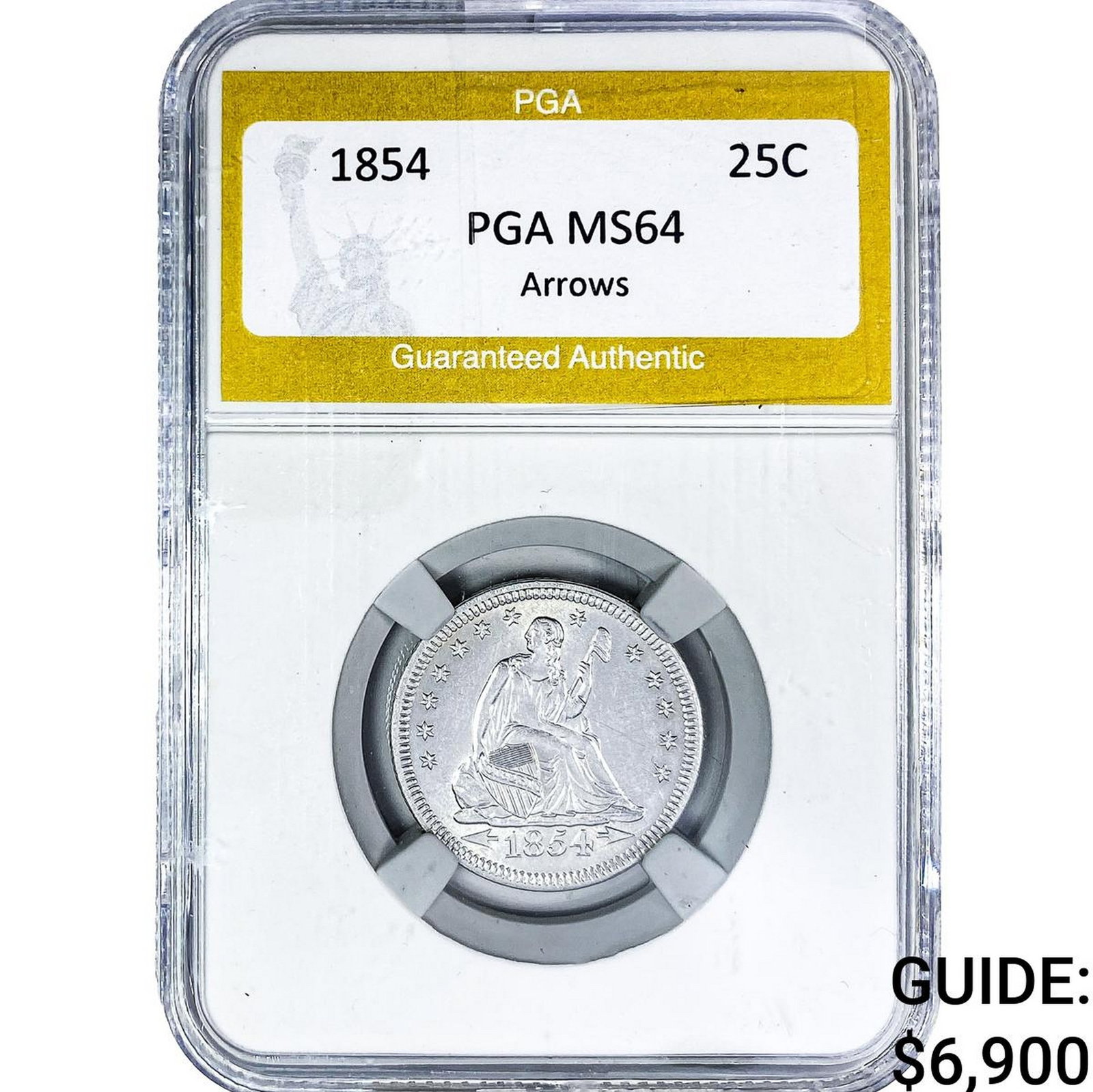 1854 Seated Liberty Quarter PGA MS64 Arrows (1 of 2)