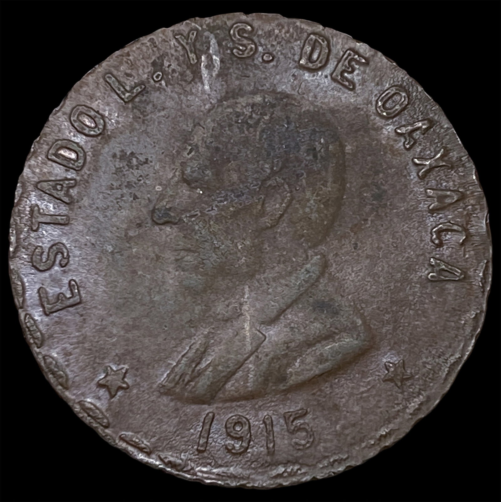 1915 Mexico Oaxca Copper 5 Centavos: 1915 Mexico Oaxca Copper 5 Centavos