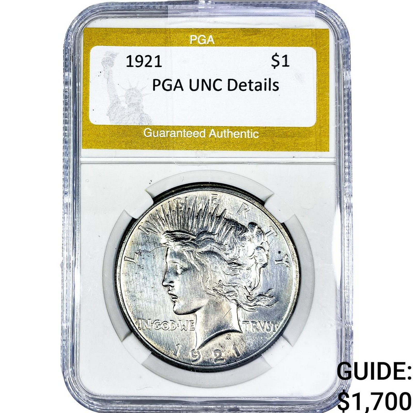 1921 Silver Peace Dollar PGA UNC Details (1 of 2)