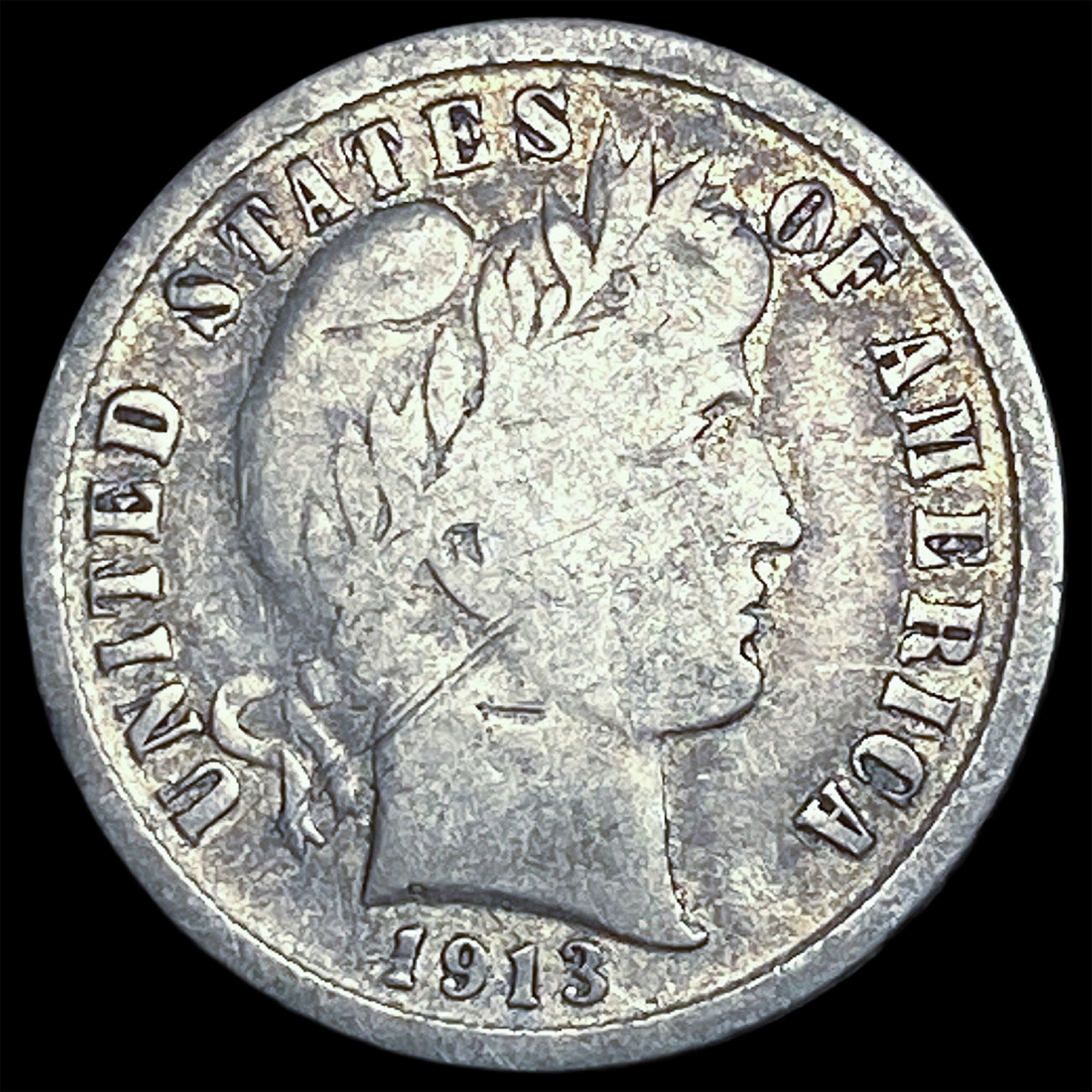 1913-S Silver Barber Dime LIGHTLY CIRCULATED: 1913-S Silver Barber Dime LIGHTLY CIRCULATED