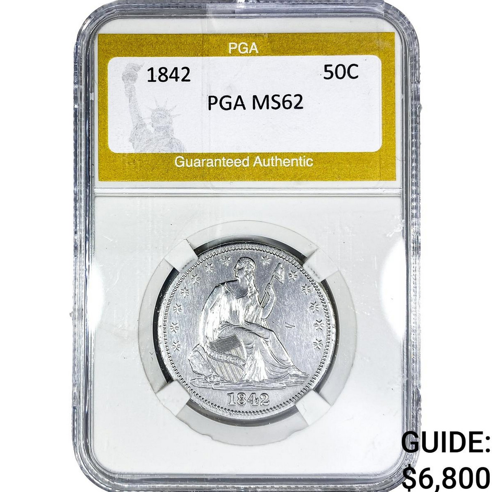 1842 Seated Liberty Half Dollar PGA MS62 (1 of 2)