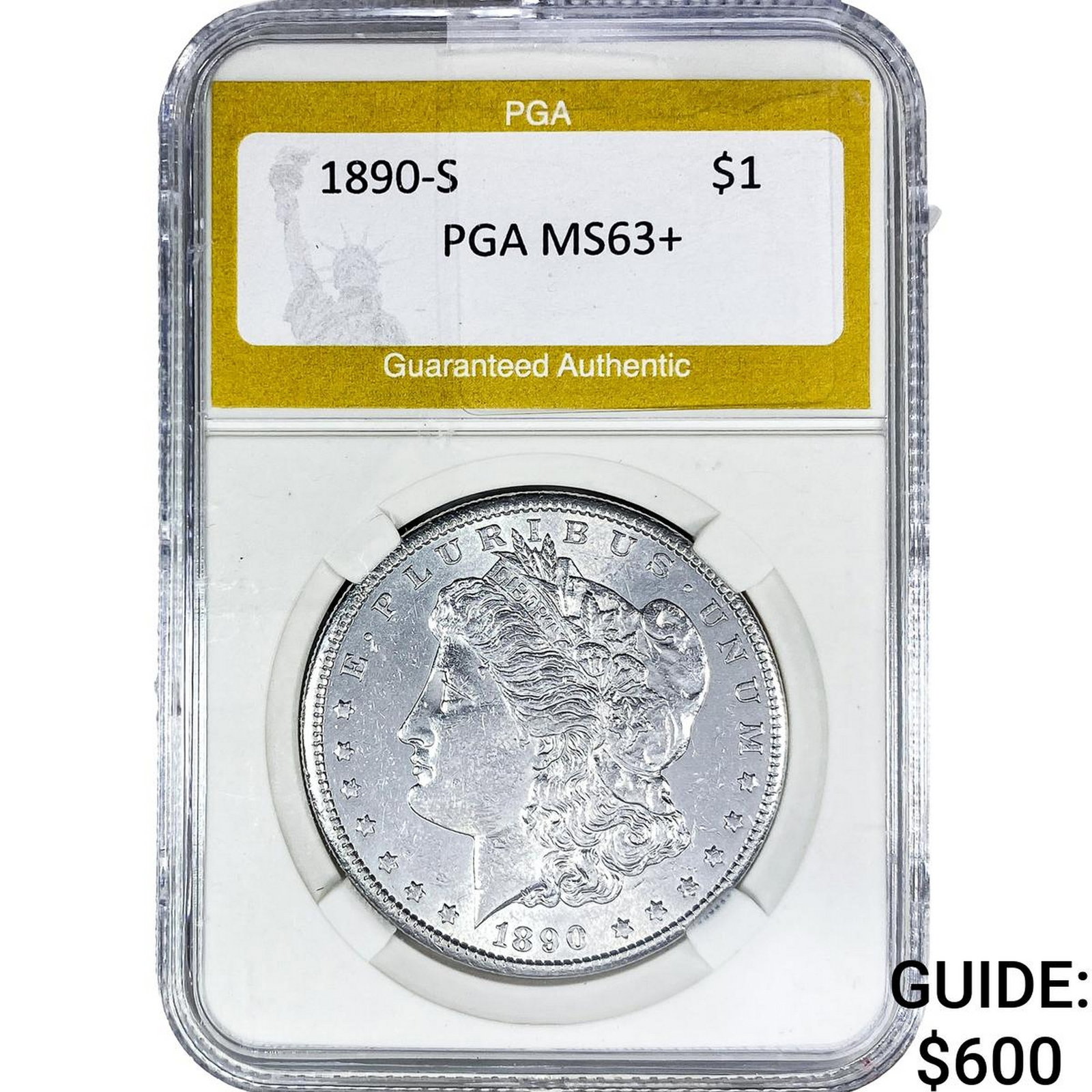 1890-S Morgan Silver Dollar PGA MS63+: 1890-S Morgan Silver Dollar PGA MS63+