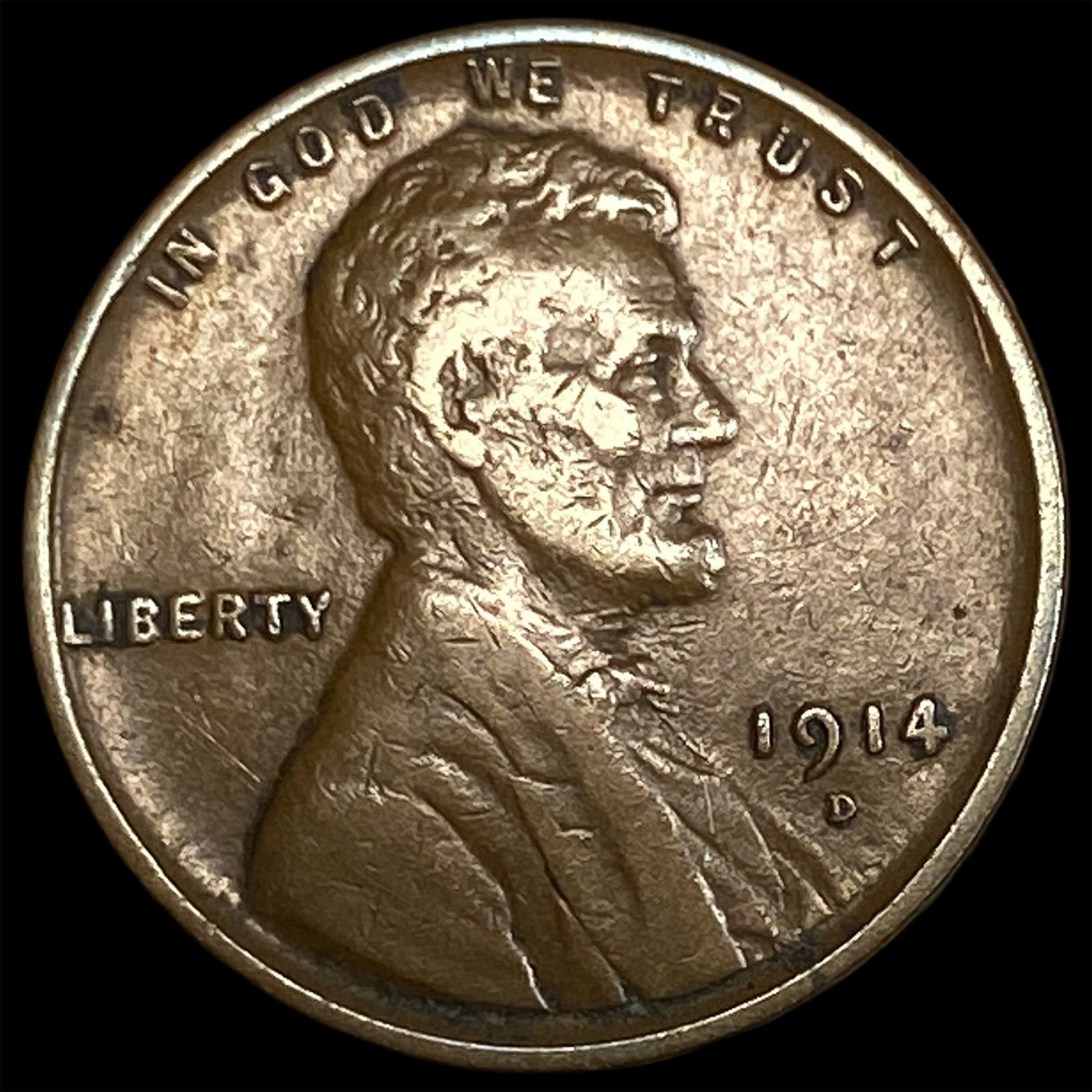 1914-D Lincoln Wheat Cent ABOUT UNCIRCULATED: 1914-D Lincoln Wheat Cent ABOUT UNCIRCULATED