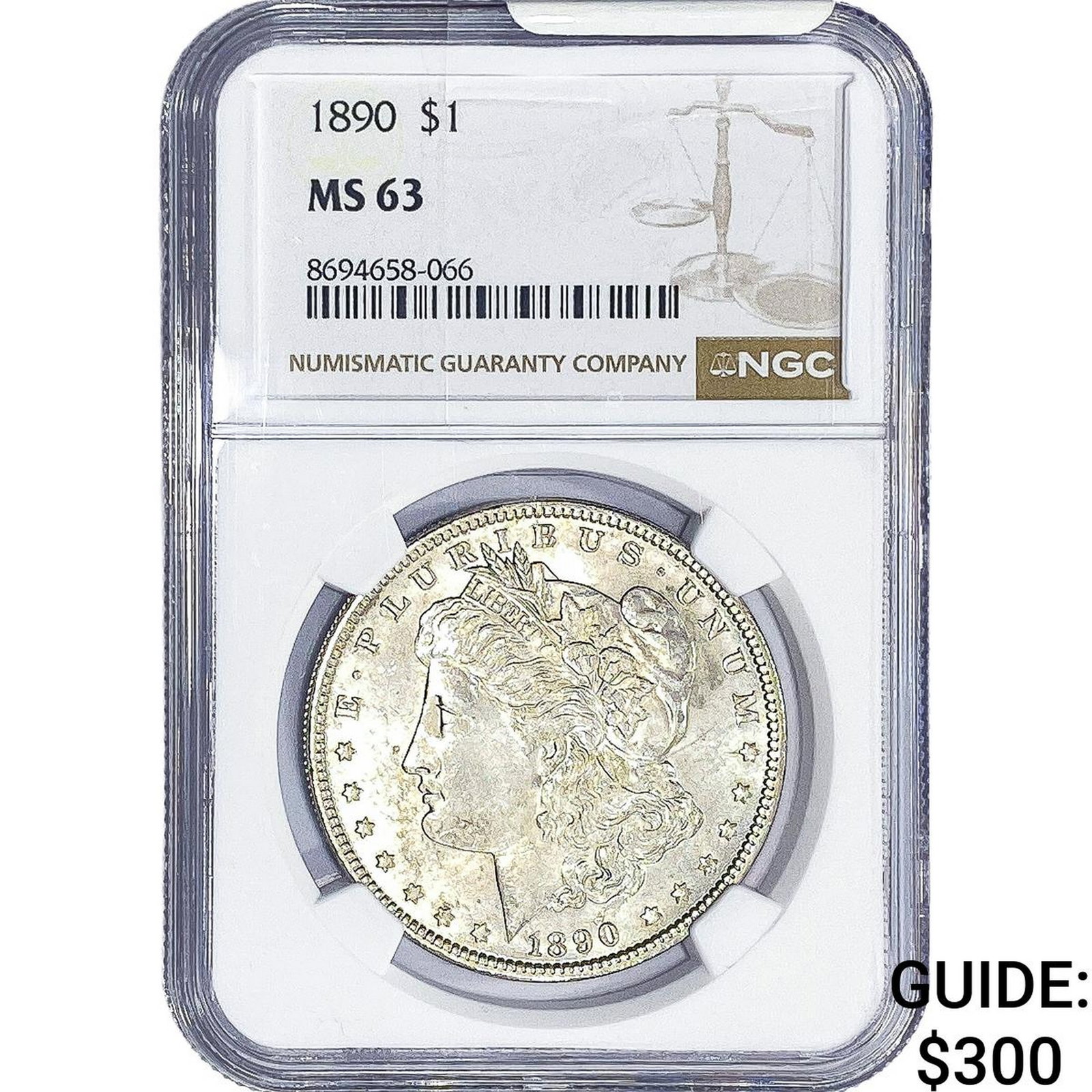 1890 Morgan Silver Dollar NGC MS63: 1890 Morgan Silver Dollar NGC MS63