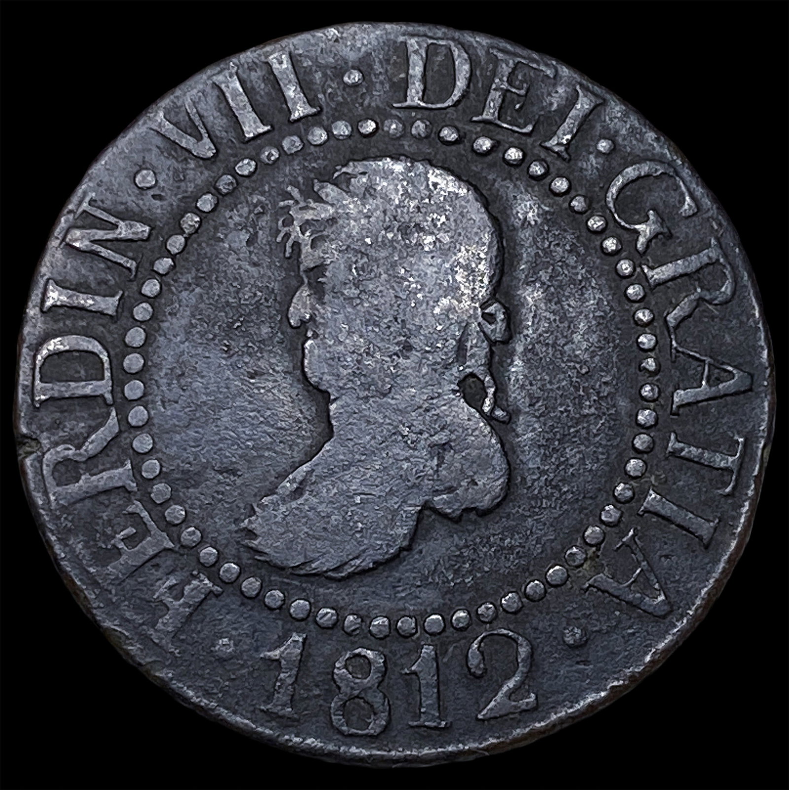 1812 Spain Majorca Ferdinand VII Bronze 12 Dineros (1 of 2)