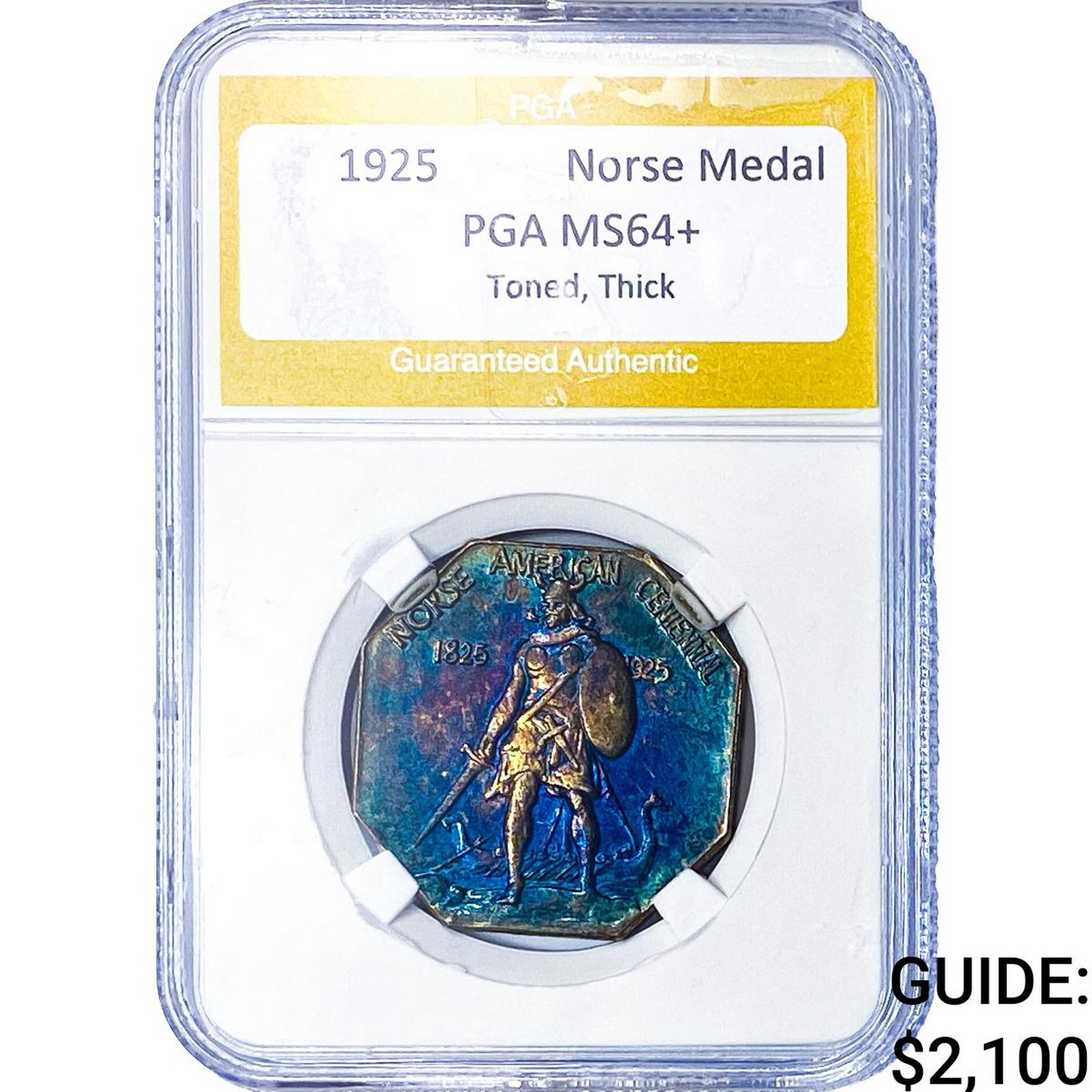 1925 Norse Medal PGA MS64+ Toned, Thick: 1925 Norse Medal PGA MS64+ Toned, Thick