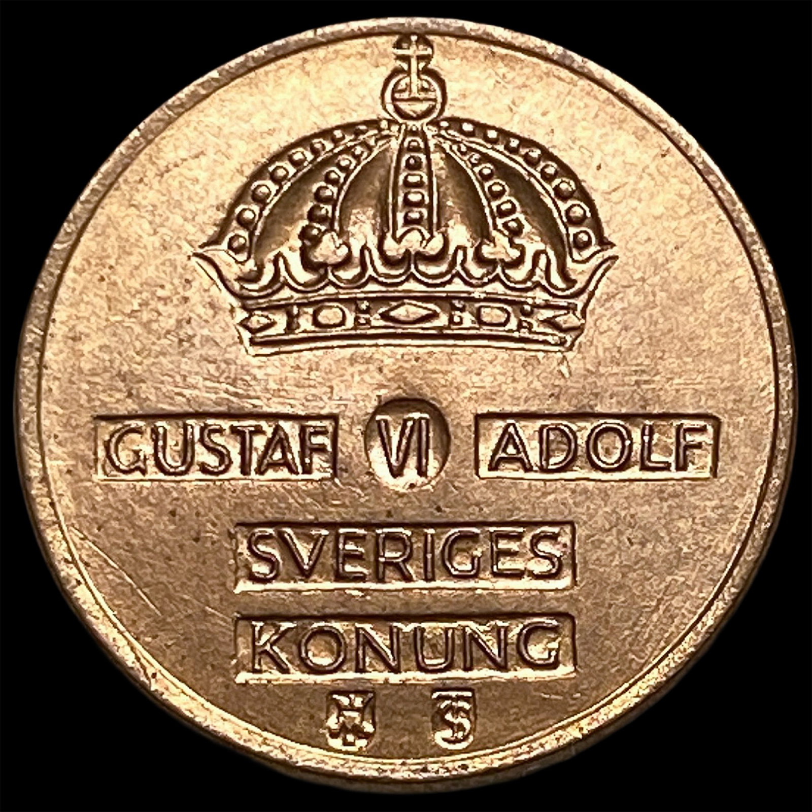 1956 Sweden Gustaf VI Bronze 1 Ore (1 of 2)