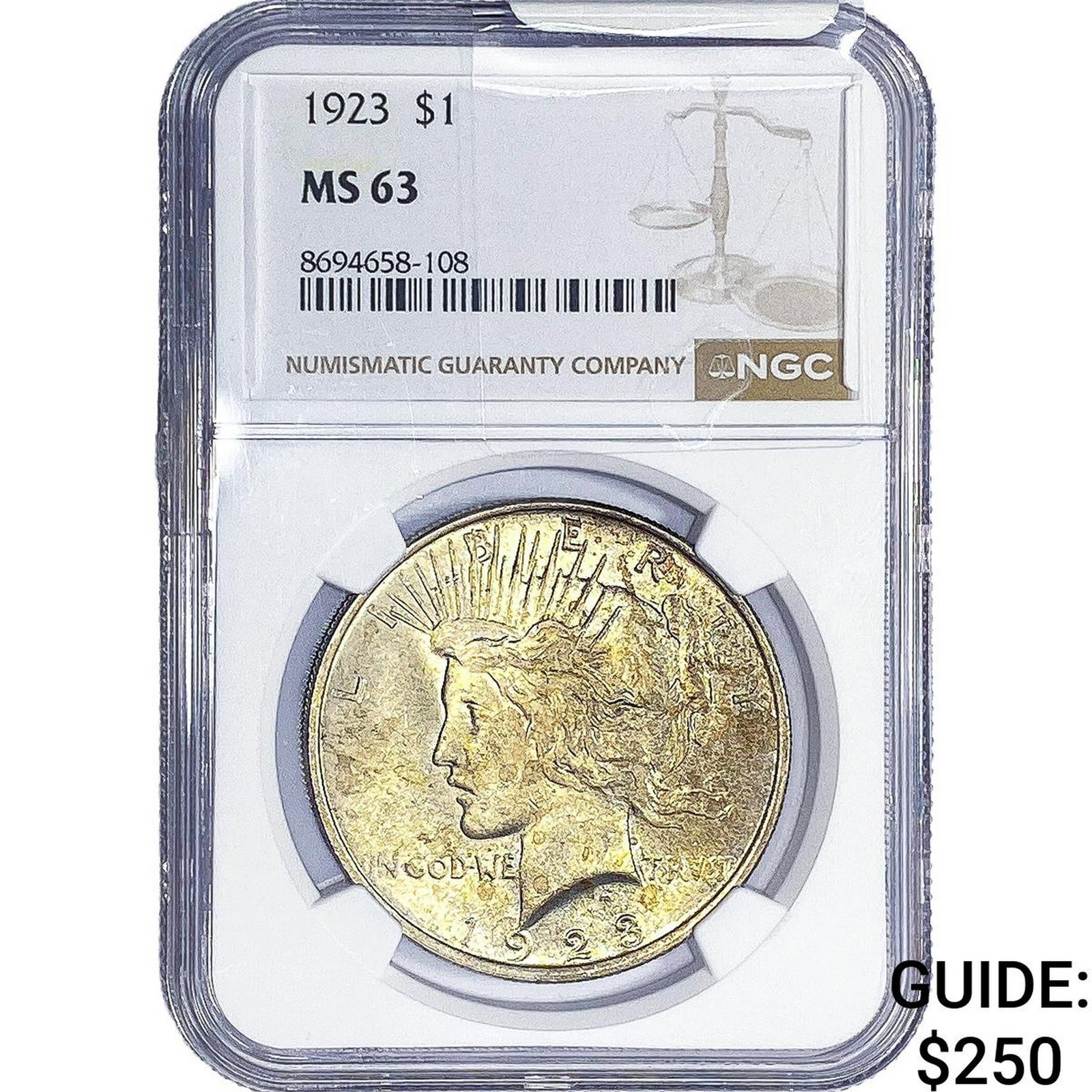 1923 Silver Peace Dollar NGC MS63: 1923 Silver Peace Dollar NGC MS63