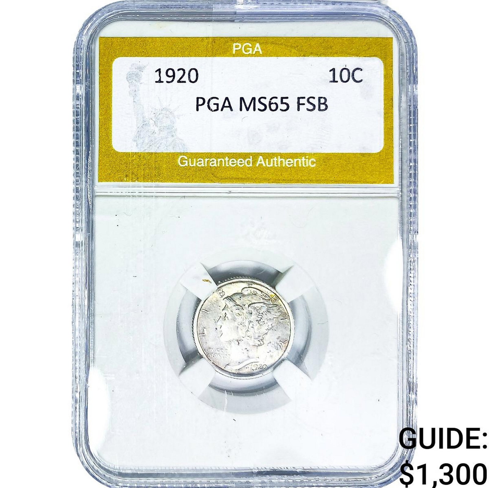 1920 Mercury Silver Dime PGA MS65 FSB: 1920 Mercury Silver Dime PGA MS65 FSB