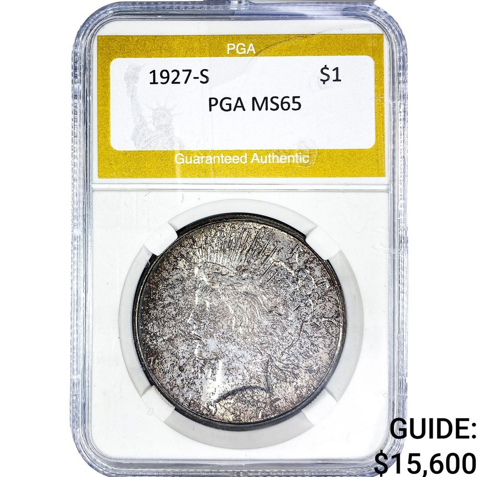1927-S Silver Peace Dollar PGA MS65: 1927-S Silver Peace Dollar PGA MS65