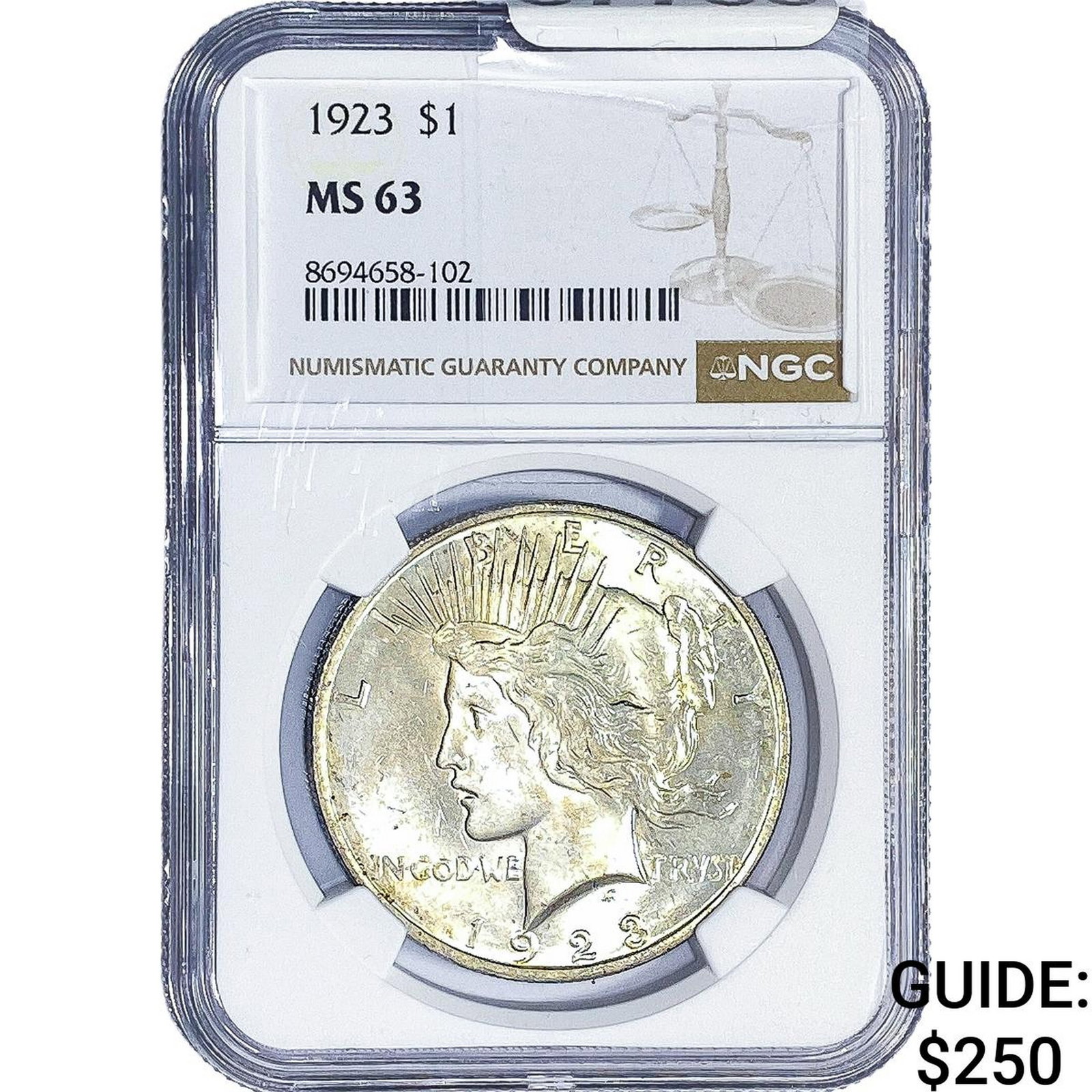 1923 Silver Peace Dollar NGC MS63: 1923 Silver Peace Dollar NGC MS63