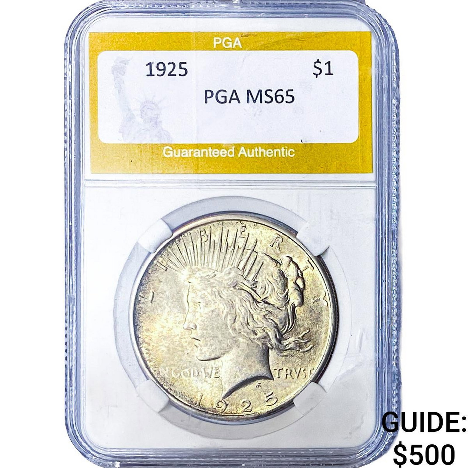 1925 Silver Peace Dollar PGA MS65: 1925 Silver Peace Dollar PGA MS65