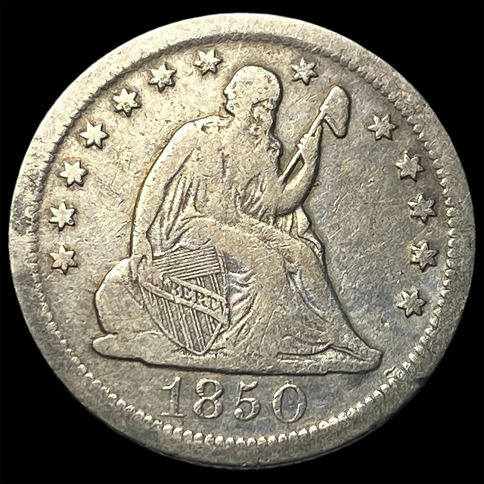 1850-O Silver Seated Liberty Quarter LIGHTLY CIRCULATED: 1850-O Silver Seated Liberty Quarter LIGHTLY CIRCULATED