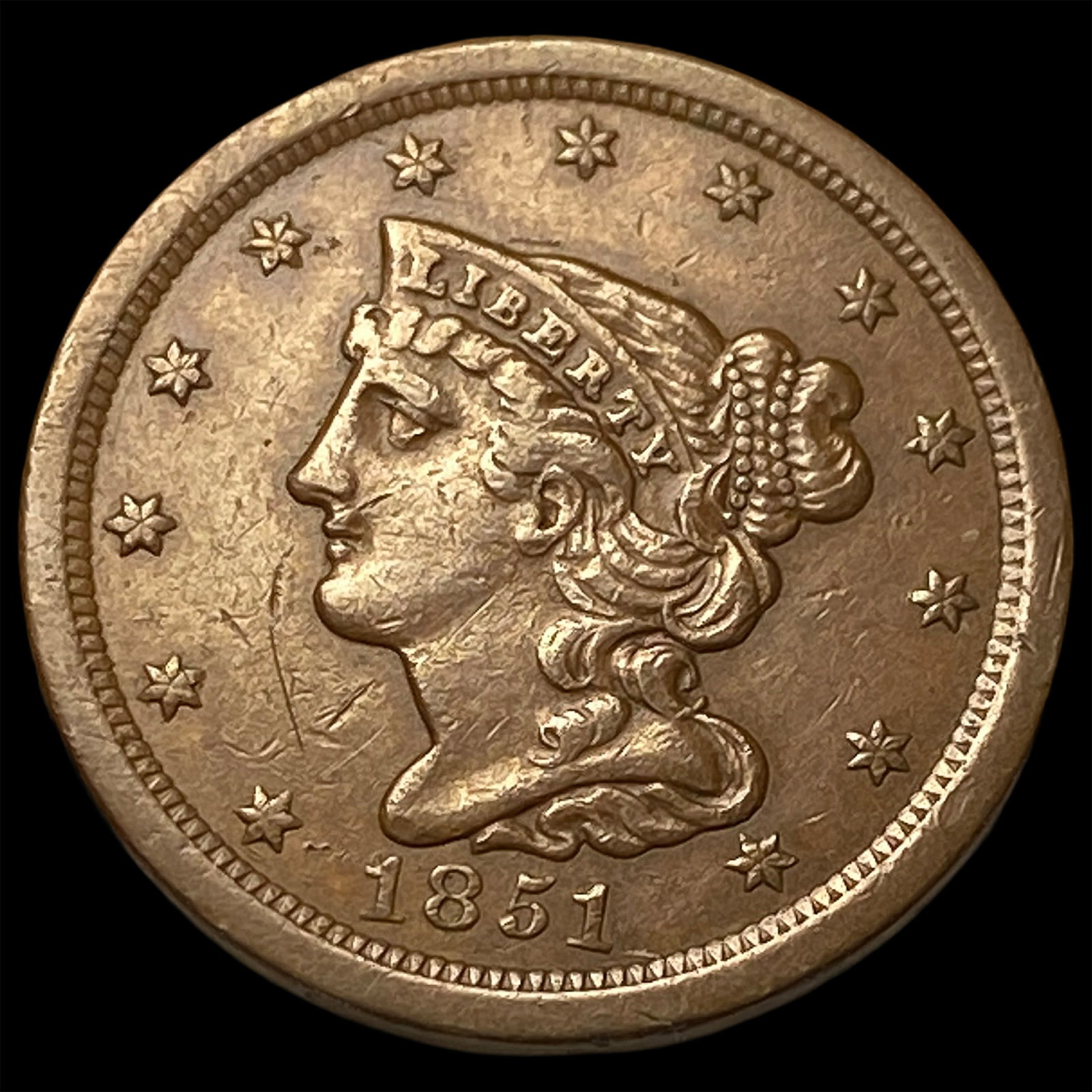 1851 Braided Hair Half Cent UNCIRCULATED: 1851 Braided Hair Half Cent UNCIRCULATED