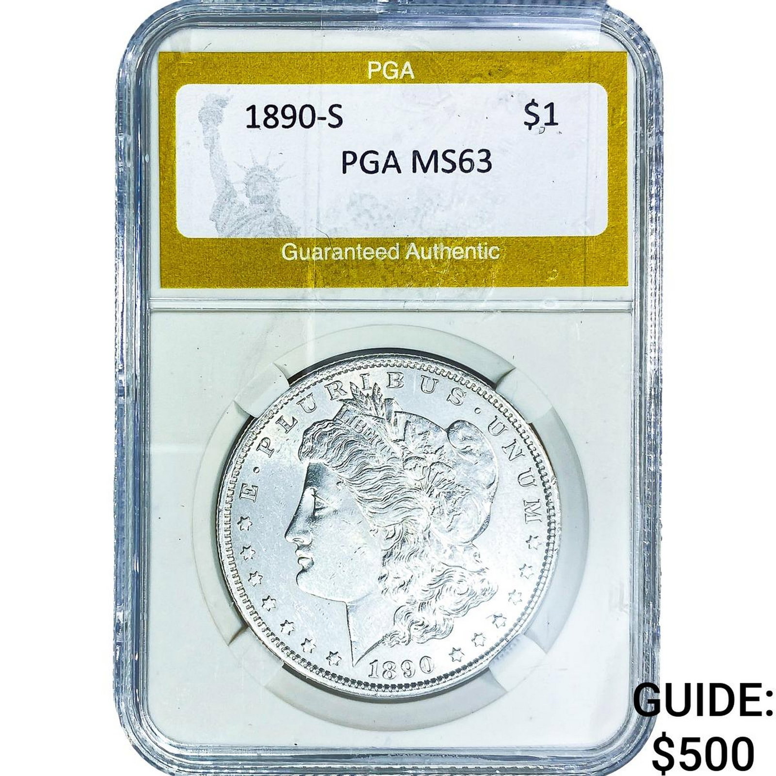 1890-S Morgan Silver Dollar PGA MS63: 1890-S Morgan Silver Dollar PGA MS63
