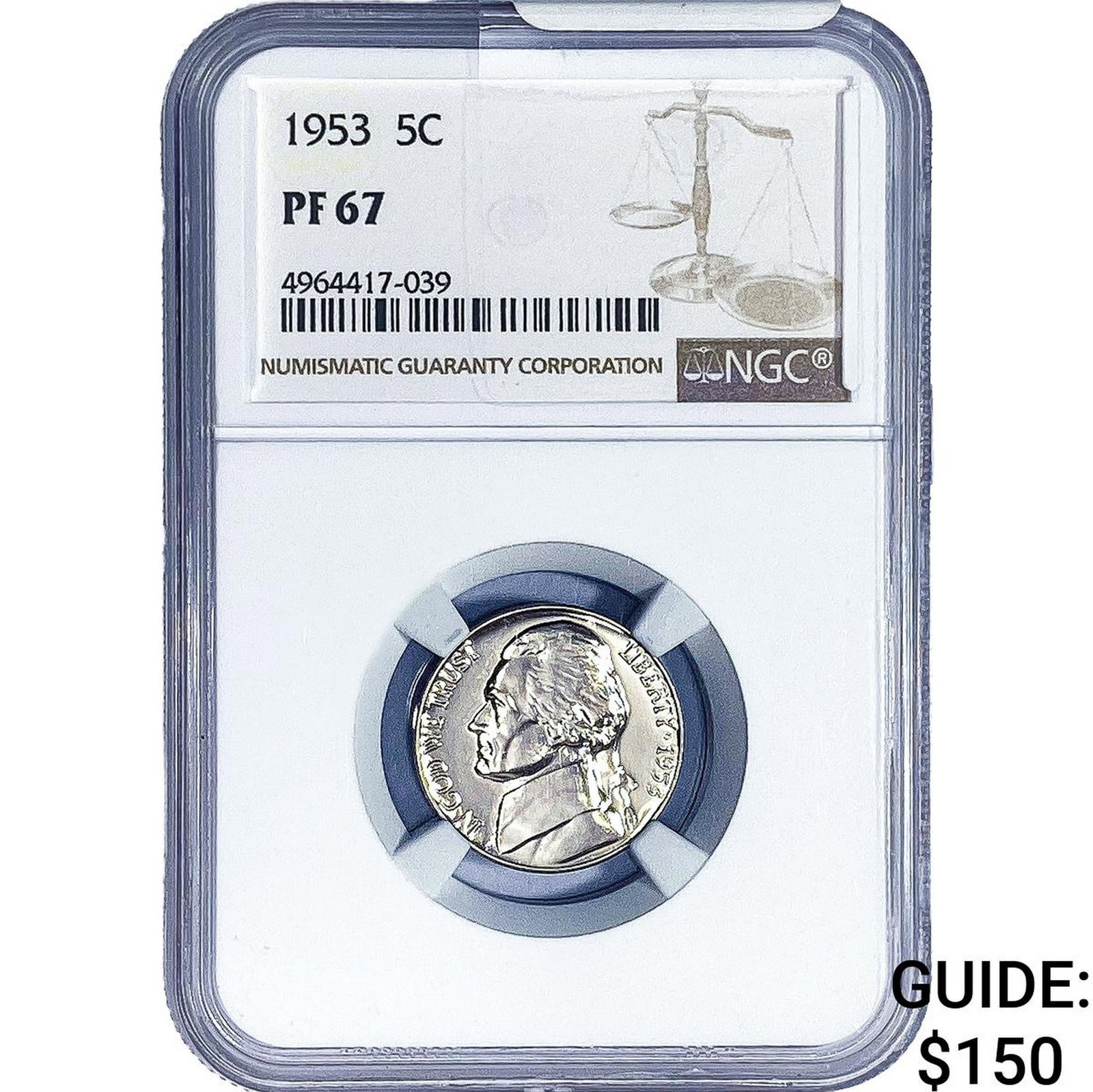 1953 Jefferson Nickel NGC PF67: 1953 Jefferson Nickel NGC PF67