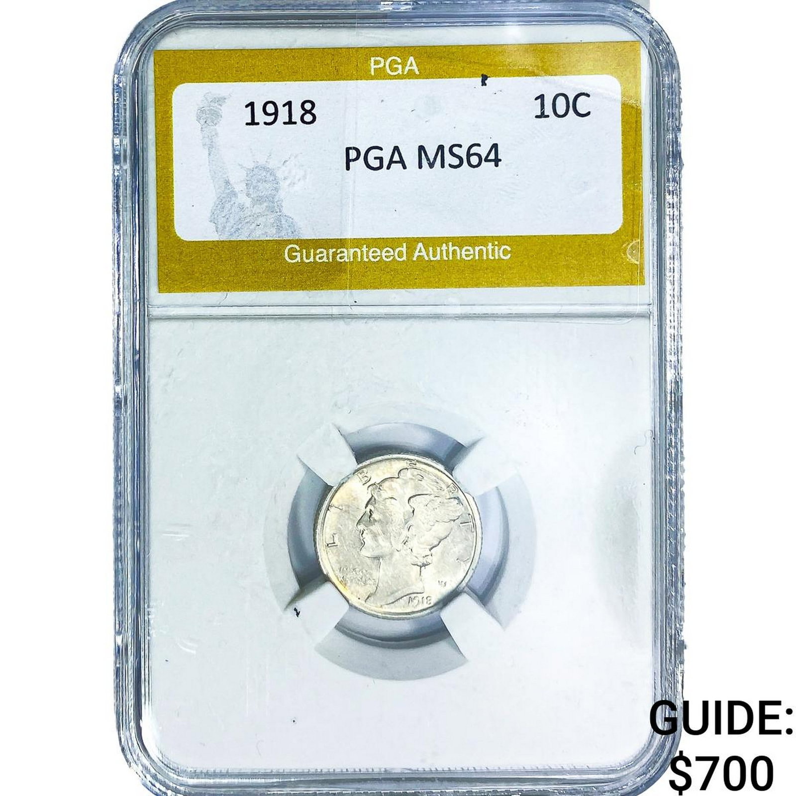 1918 Mercury Silver Dime PGA MS64: 1918 Mercury Silver Dime PGA MS64