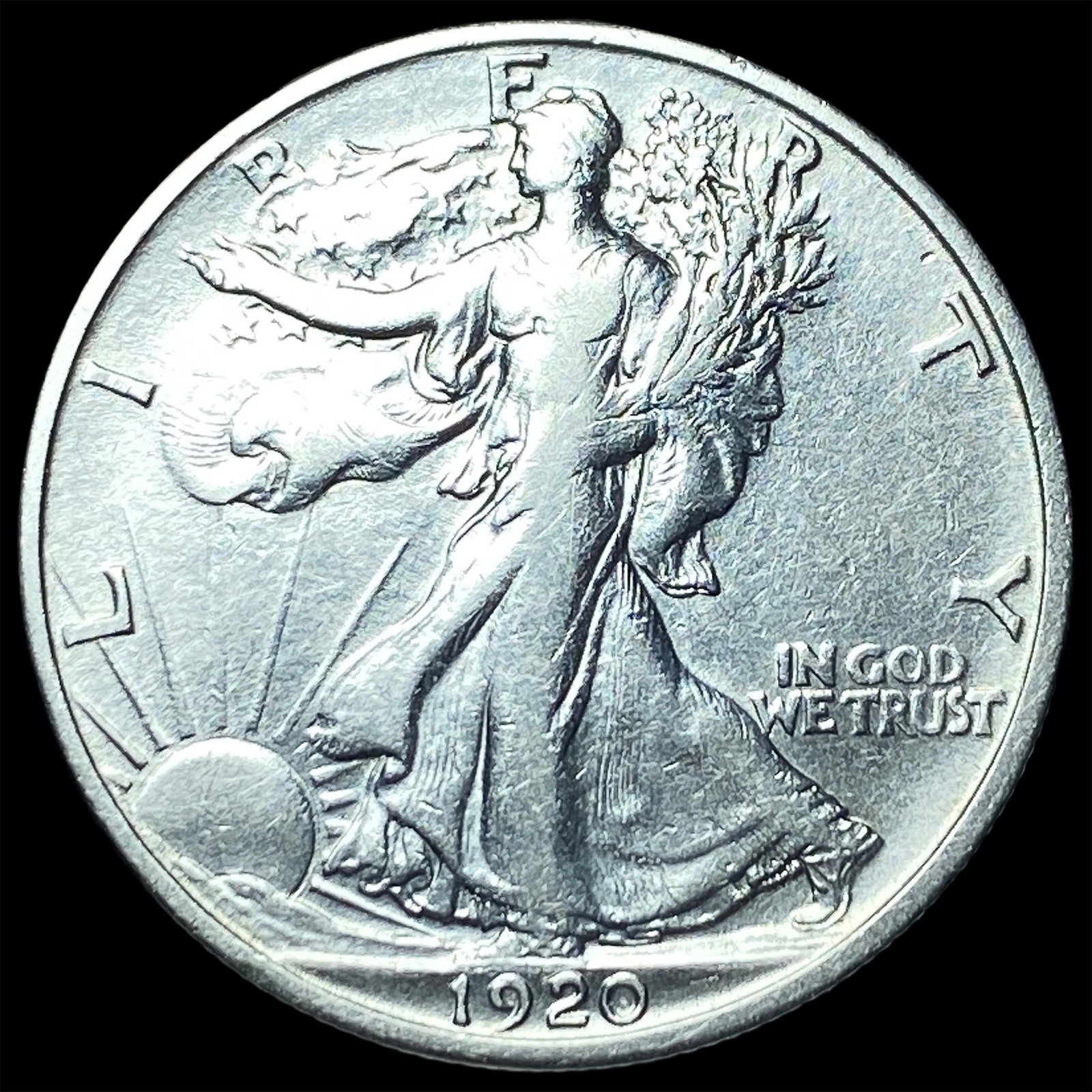 1920-D Silver Walking Liberty Half Dollar CLOSELY UNCIRCULATED: 1920-D Silver Walking Liberty Half Dollar CLOSELY UNCIRCULATED