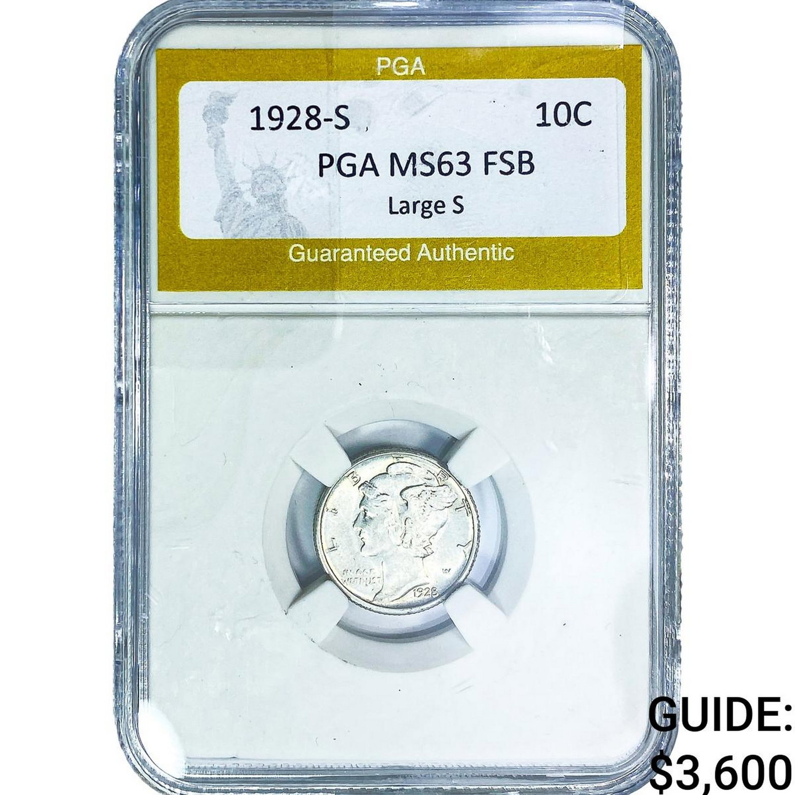 1928-S Mercury Silver Dime PGA MS63 FSB Large S (1 of 2)