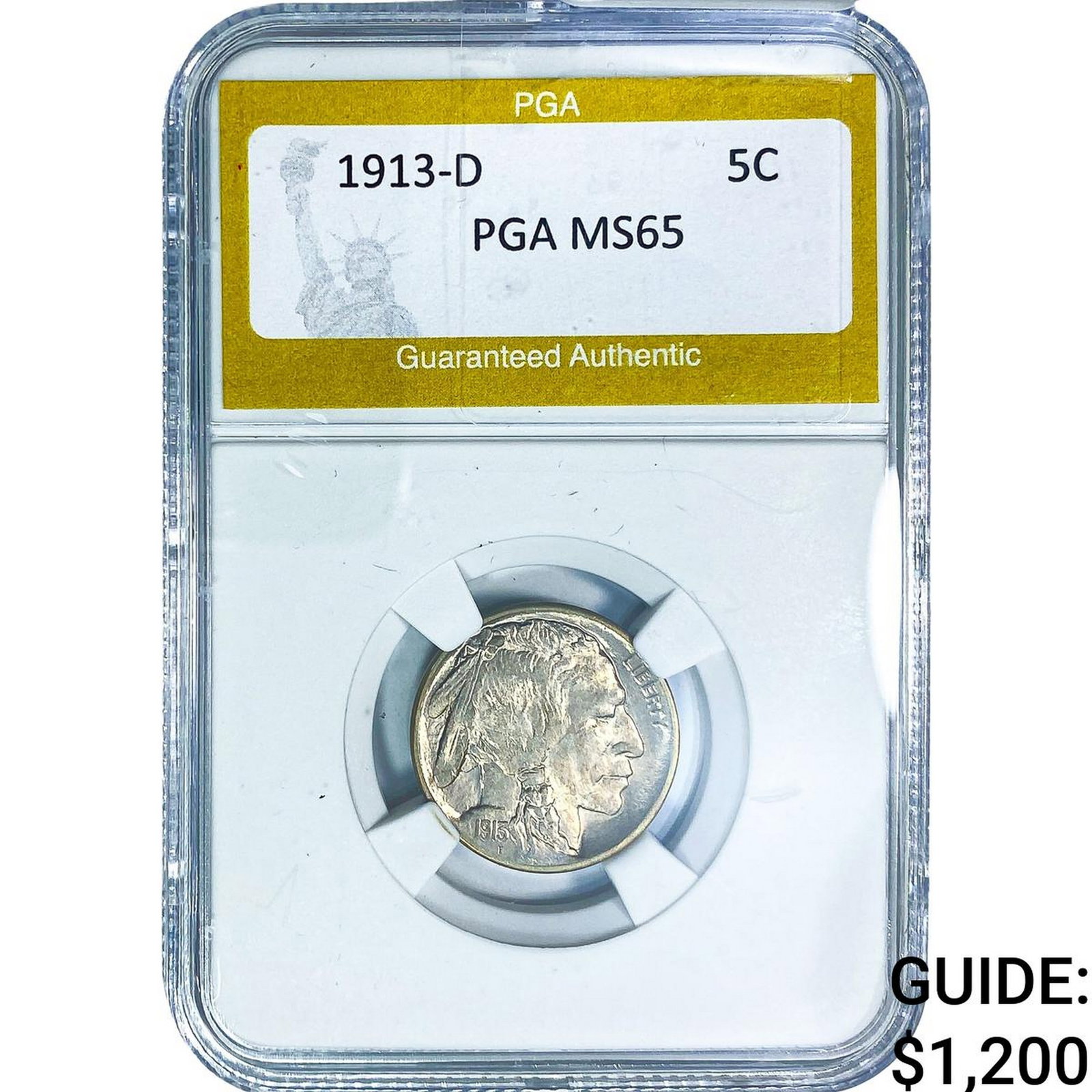 1913-D Buffalo Nickel PGA MS65: 1913-D Buffalo Nickel PGA MS65