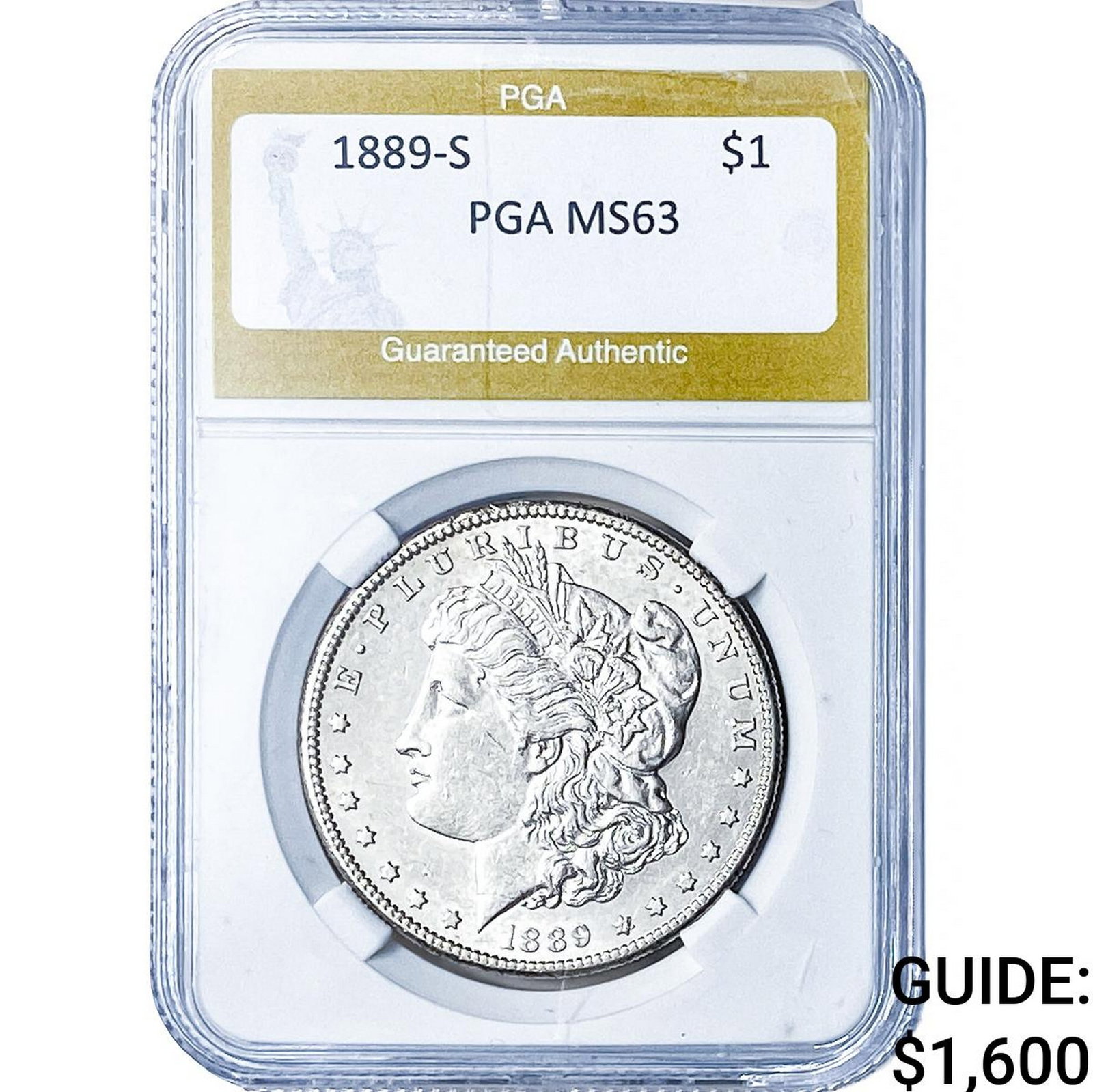 1889-S Morgan Silver Dollar PGA MS63: 1889-S Morgan Silver Dollar PGA MS63